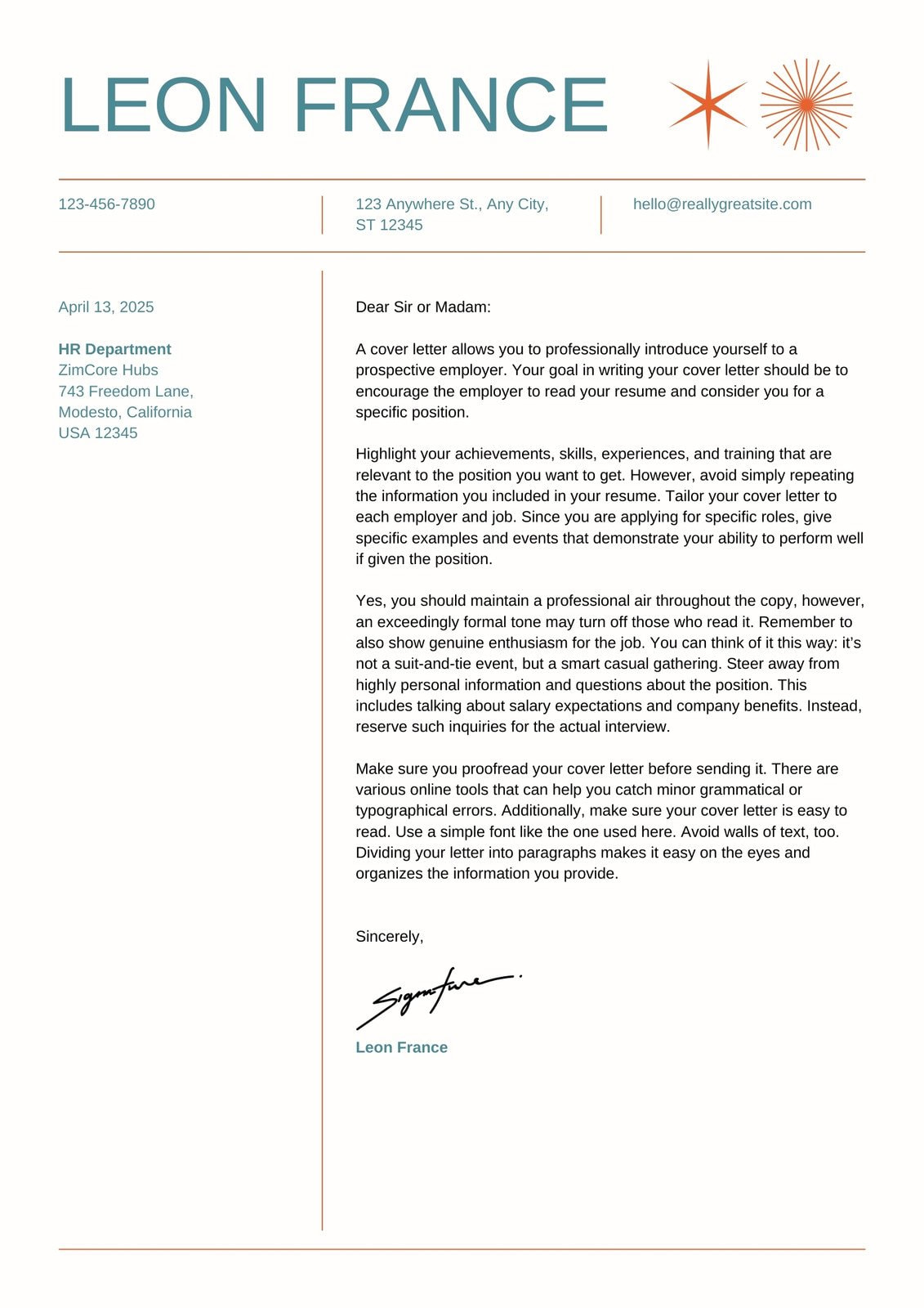 Free Cover Letter Maker - Create a Cover Letter Online | Canva