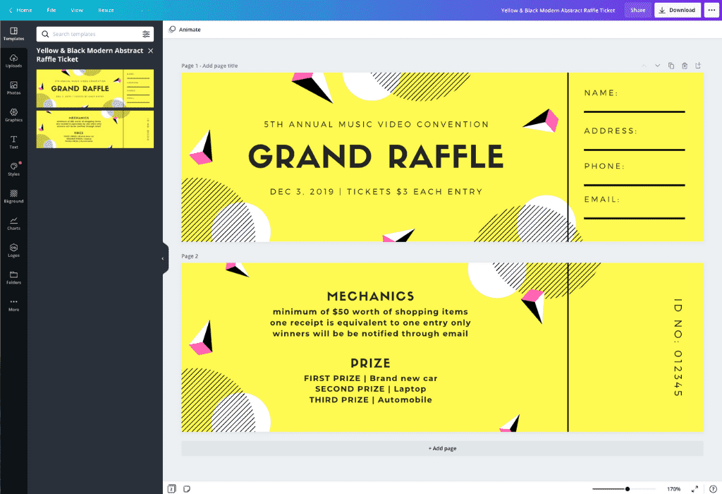 thumbnail image 2 of S Yellow Double-Sided Raffle Ticket Roll: 2000 Consecutively... 2 of 10