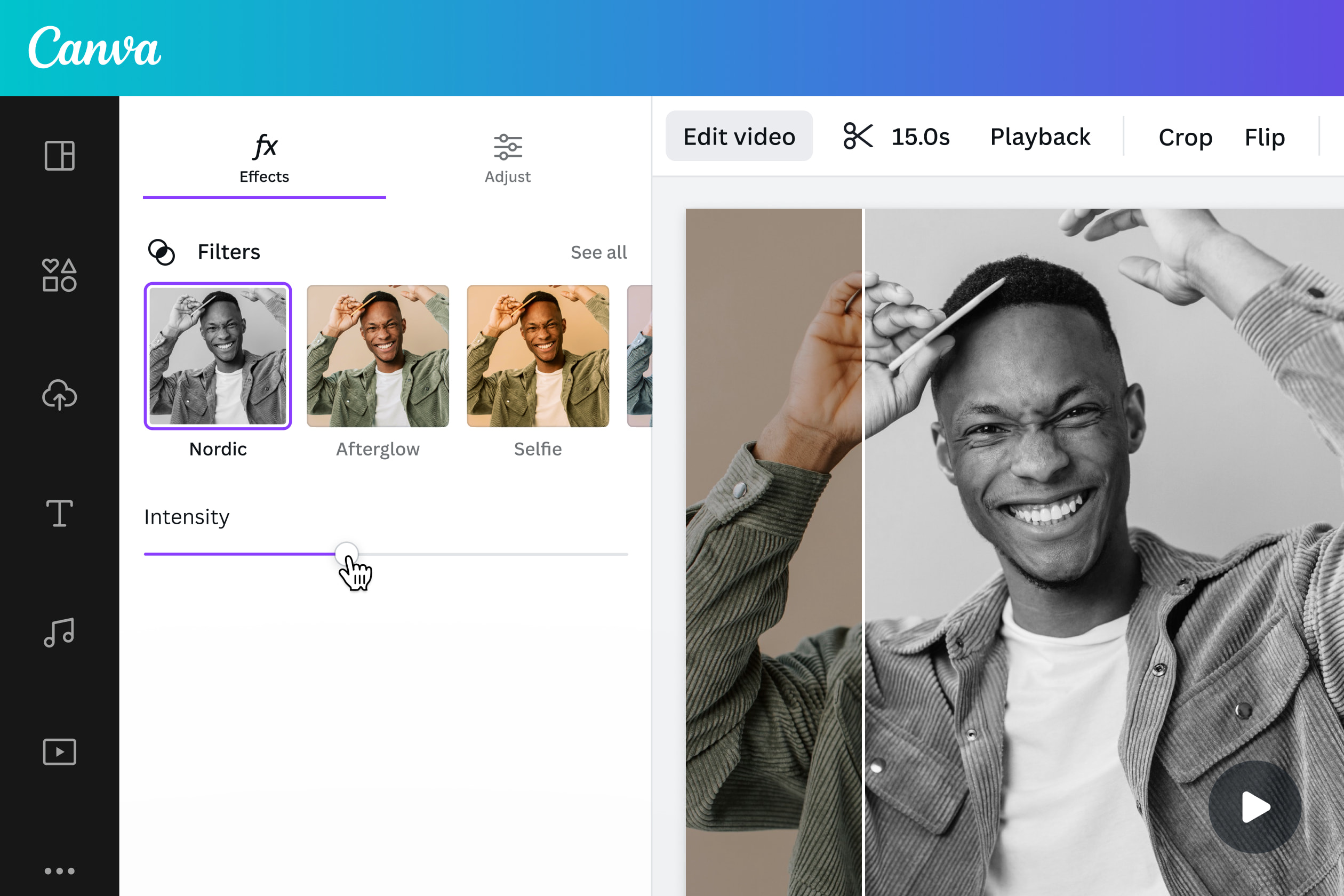 Effetti video aggiungi filtri ai tuoi video online gratis Canva