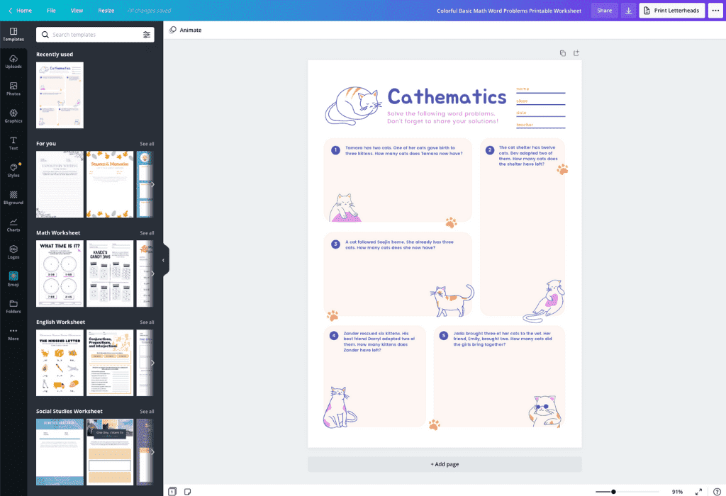 Crear hojas de trabajo gratis - Hojas de ejercicios | Canva