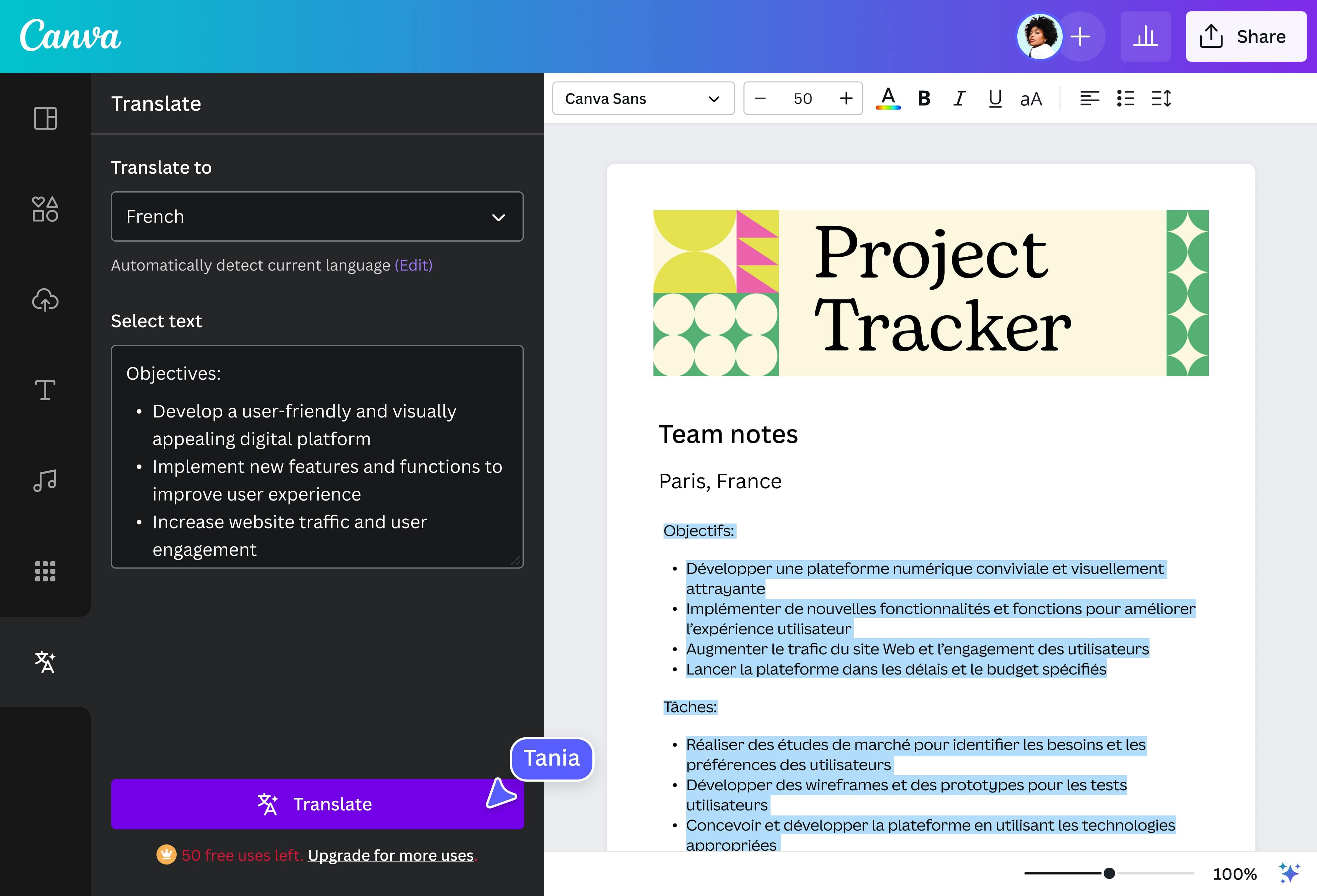 Document Viewer: Translating Documents