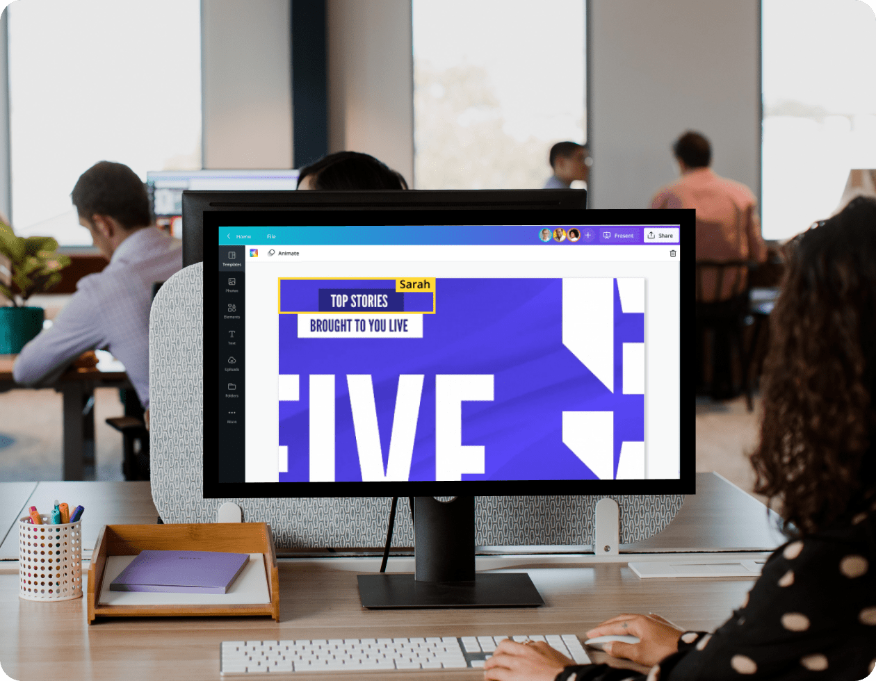 Tech presentation created in Canva on desktop