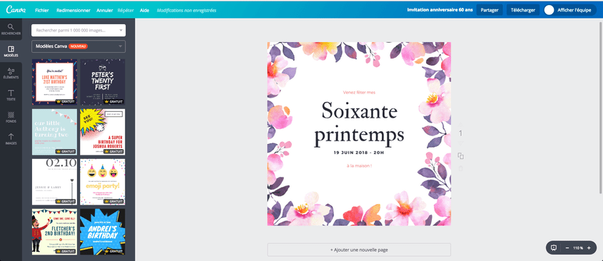 500 Cartes D Anniversaire De 60 Ans Gratuite A Imprimer Canva