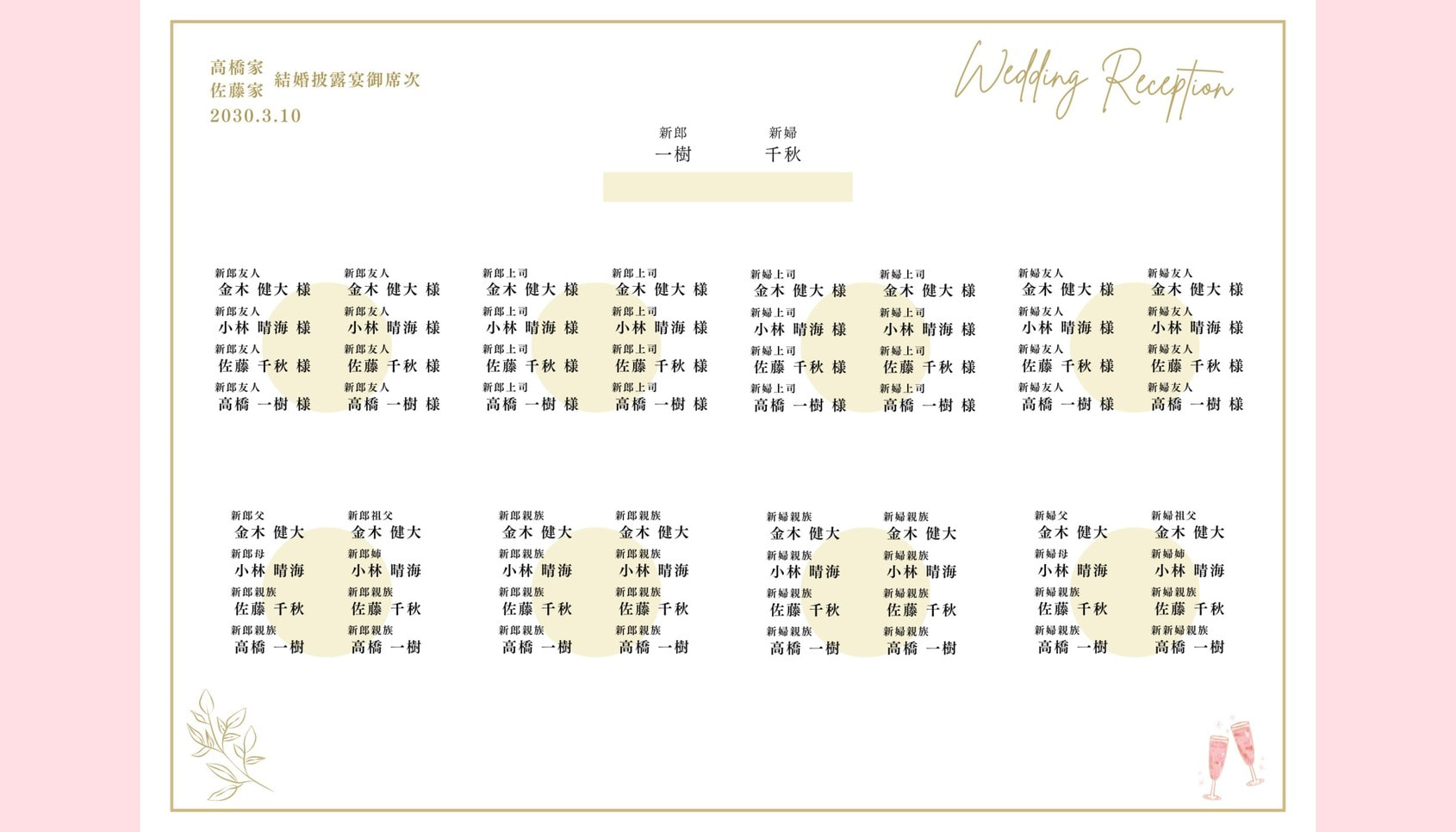 結婚式席次表を手作り!無料デザインテンプレート・AI機能で簡単 結婚式席次表を手作り!無料デザインテンプレート・AI機能で簡単