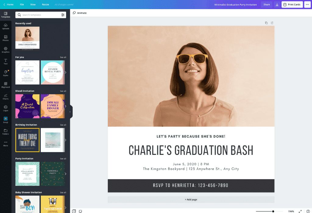Thiệp tốt nghiệp | Tự Thiết Kế Thiệp Mời Miễn Phí | Canva