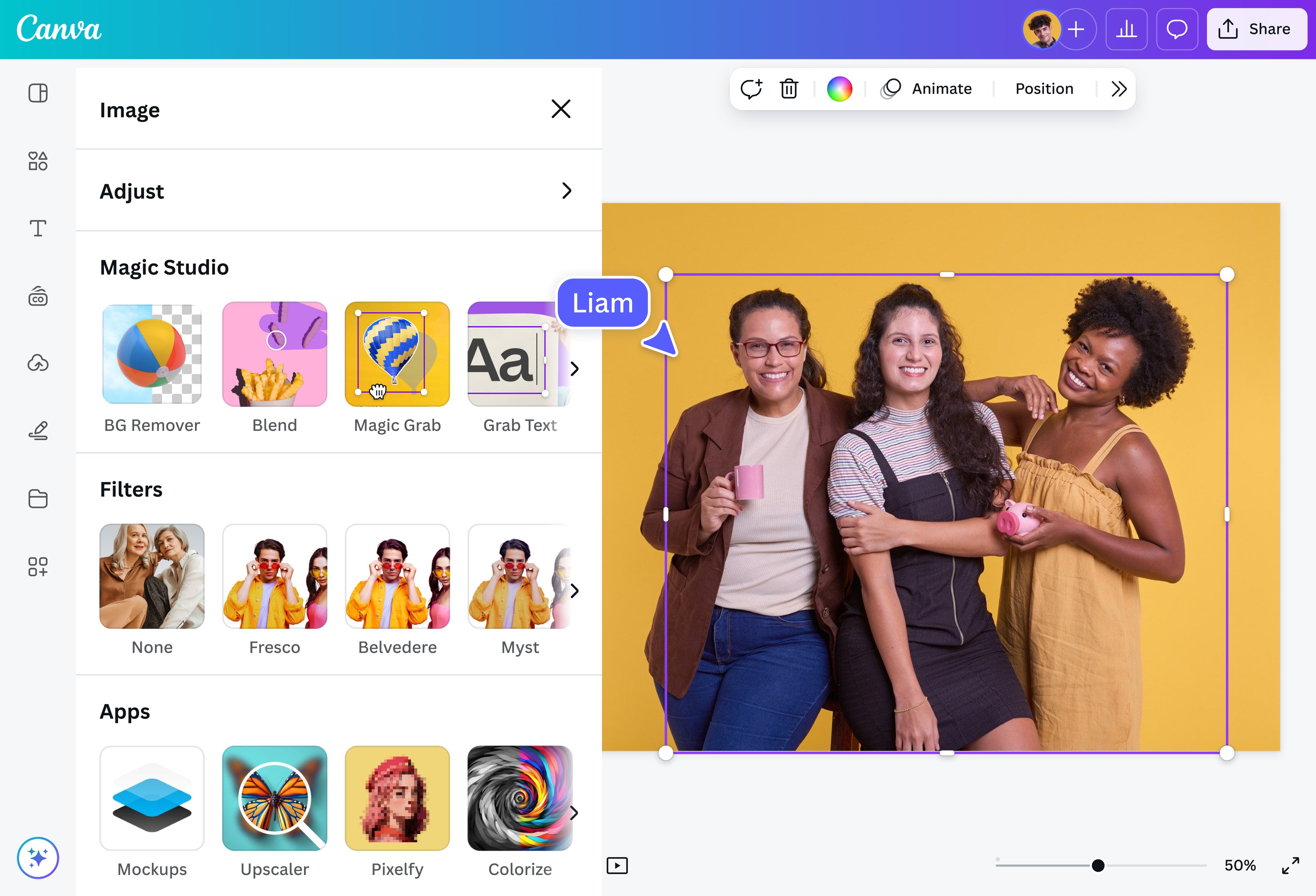 Online photo background change canva