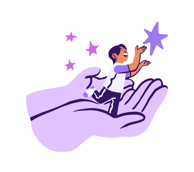Graphic of a tiny person on a hand