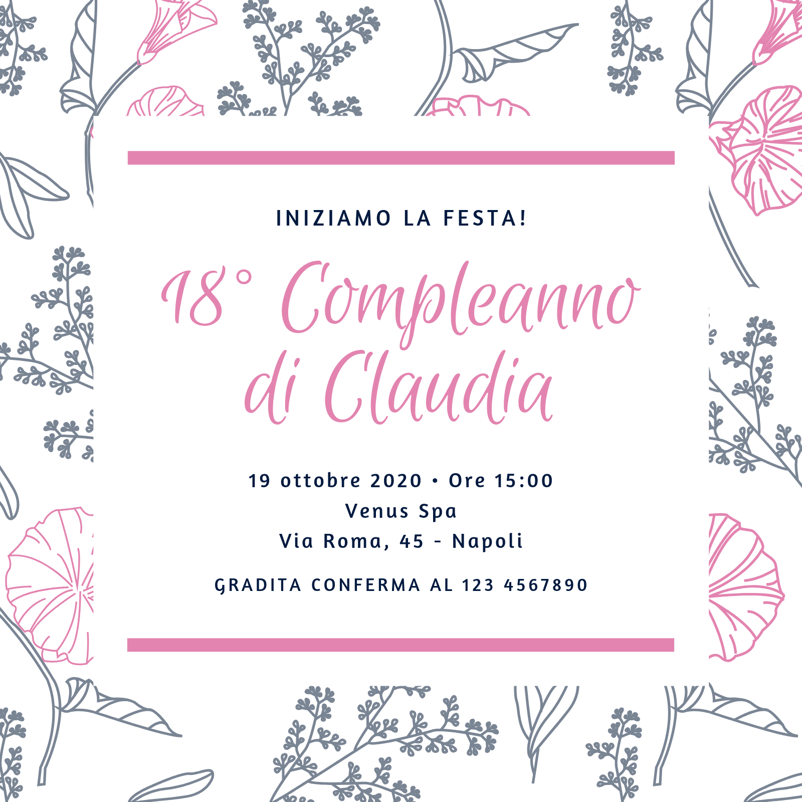 2 Striscioni Personalizzati Per Compleanno, Matrimonio O Pensionamento – Decorazione Floreale - 2