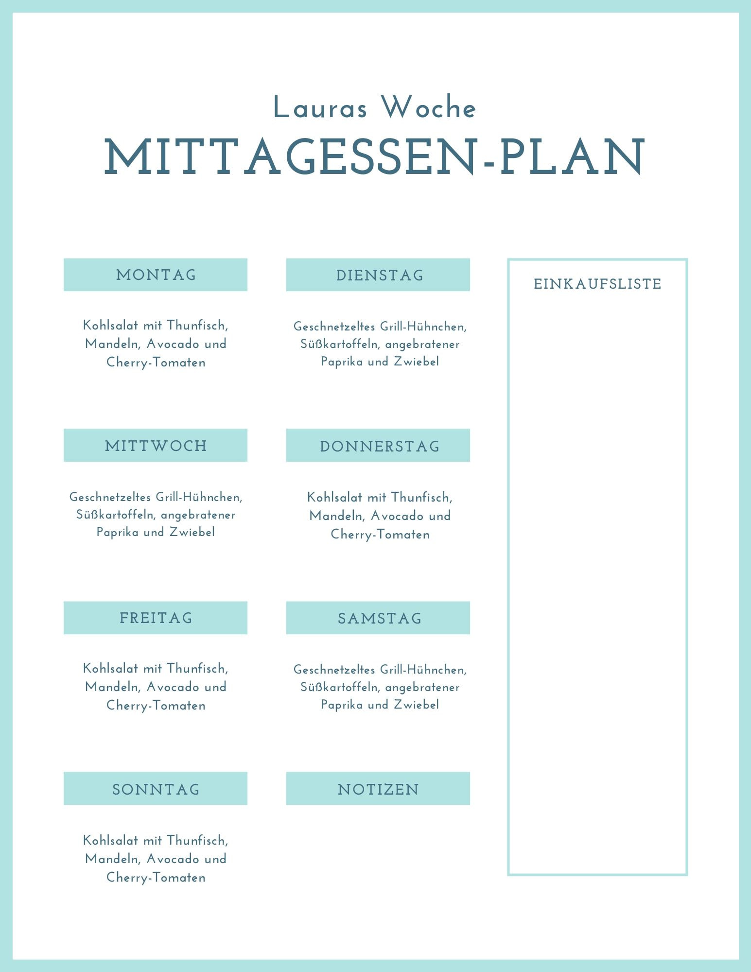 Wochenplan Erstellen 23 Essensplan Vorlagen Zum Ausdrucken