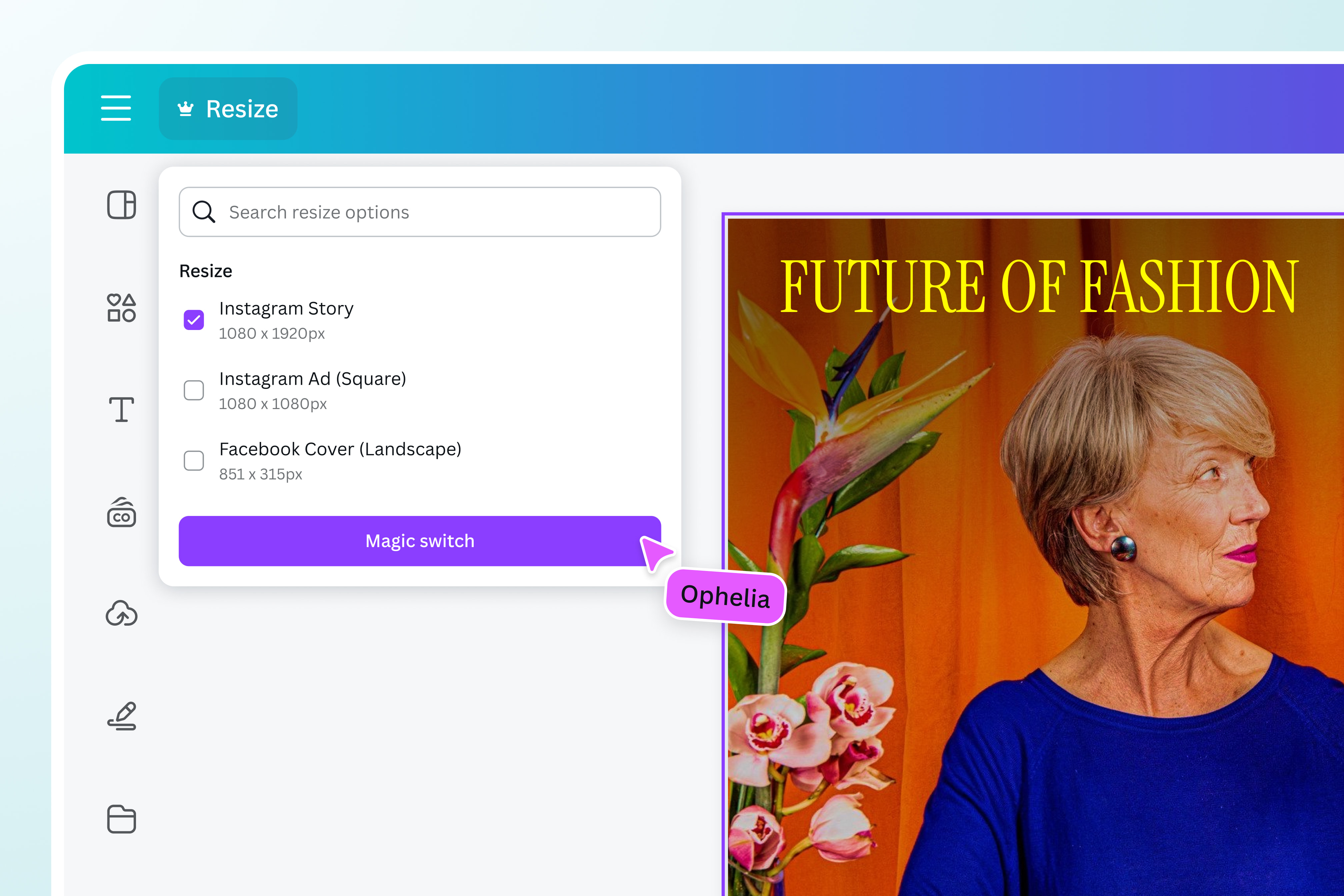 ปรับขนาด Instagram story ของคุณด้วย Magic switch