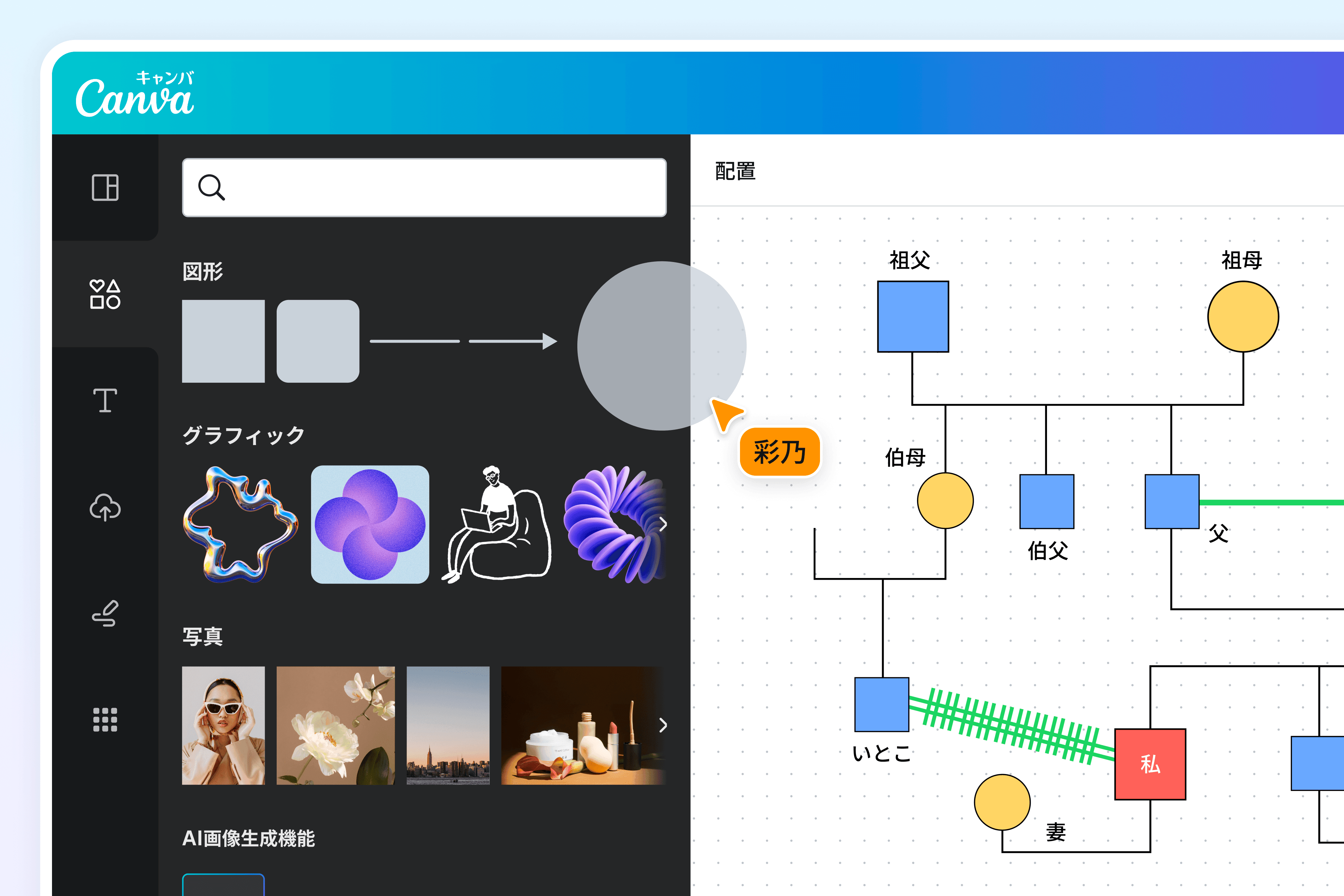 オンラインの無料ジェノグラムメーカー（家族図）と例 | Canva