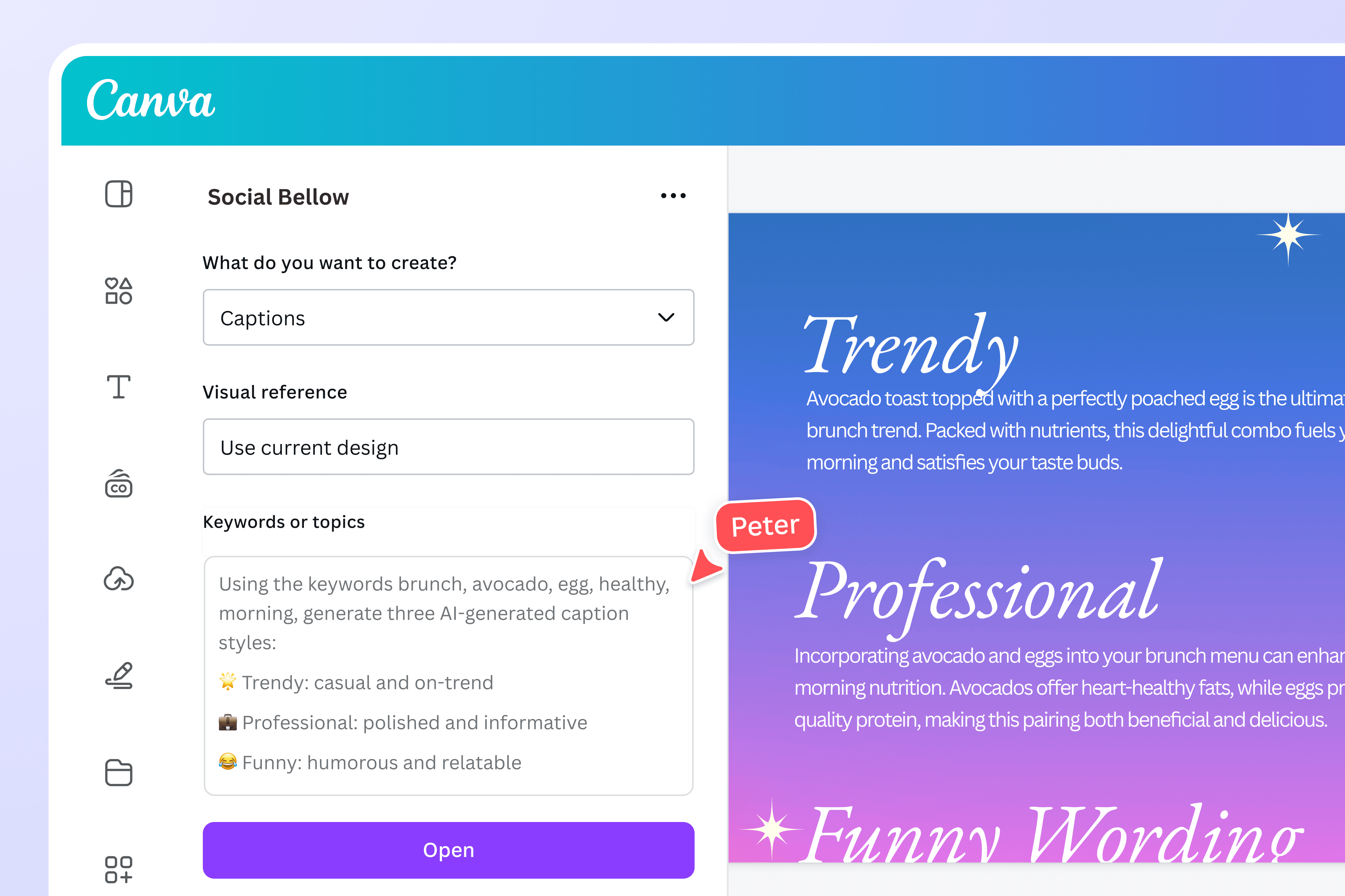 Promo showcase AI Instagram caption generator
