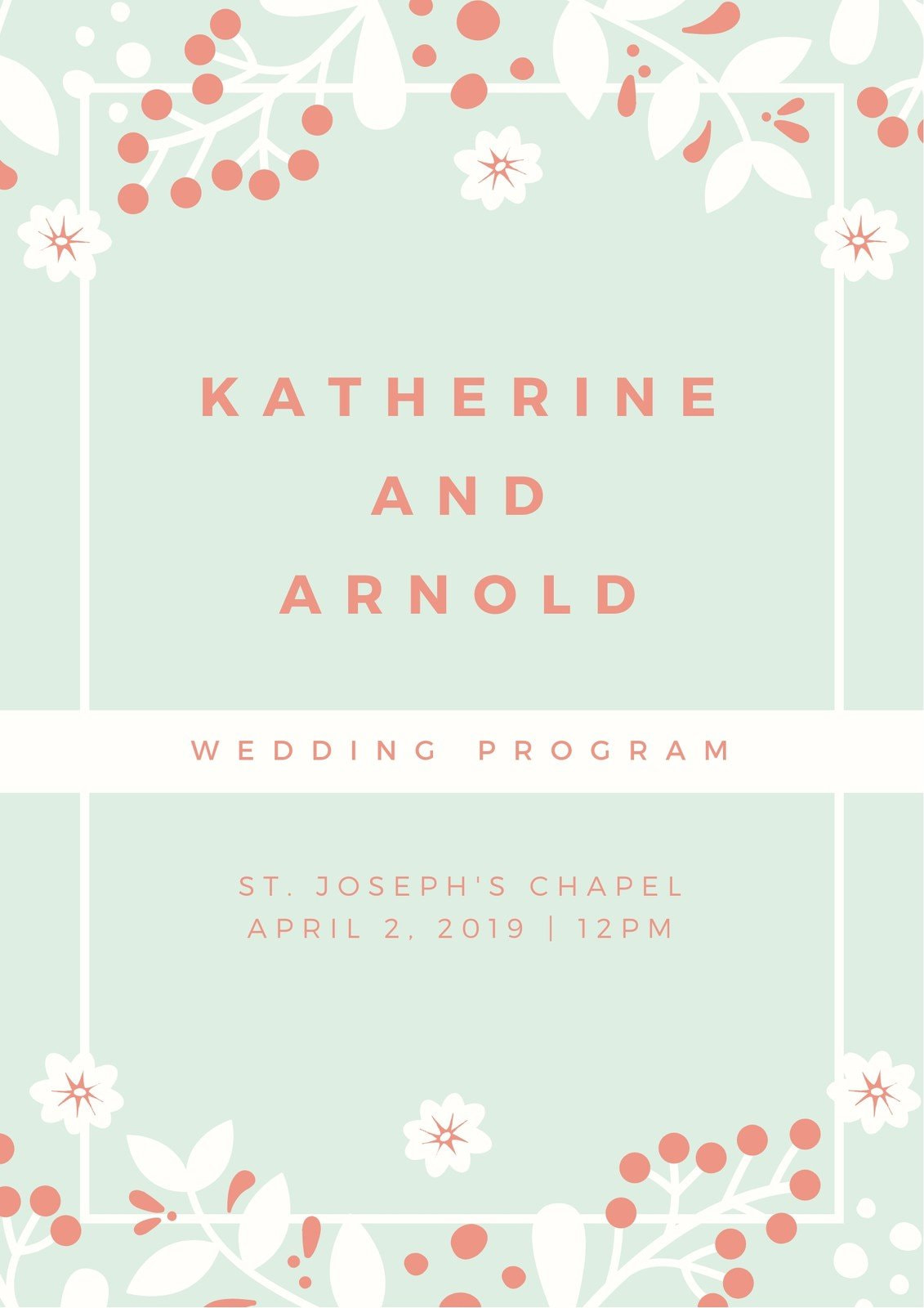 Standard Size Wedding Programs