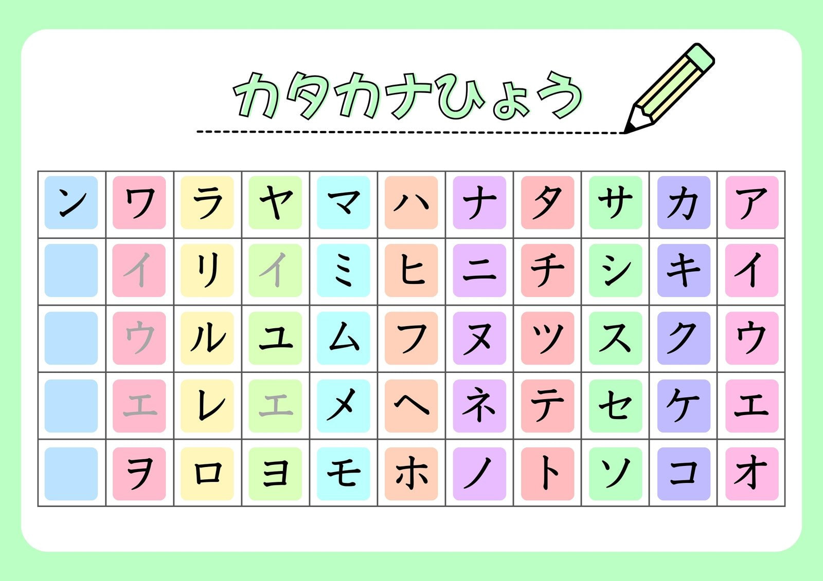 ひらがな表＊カタカナ表(あいうえお表)