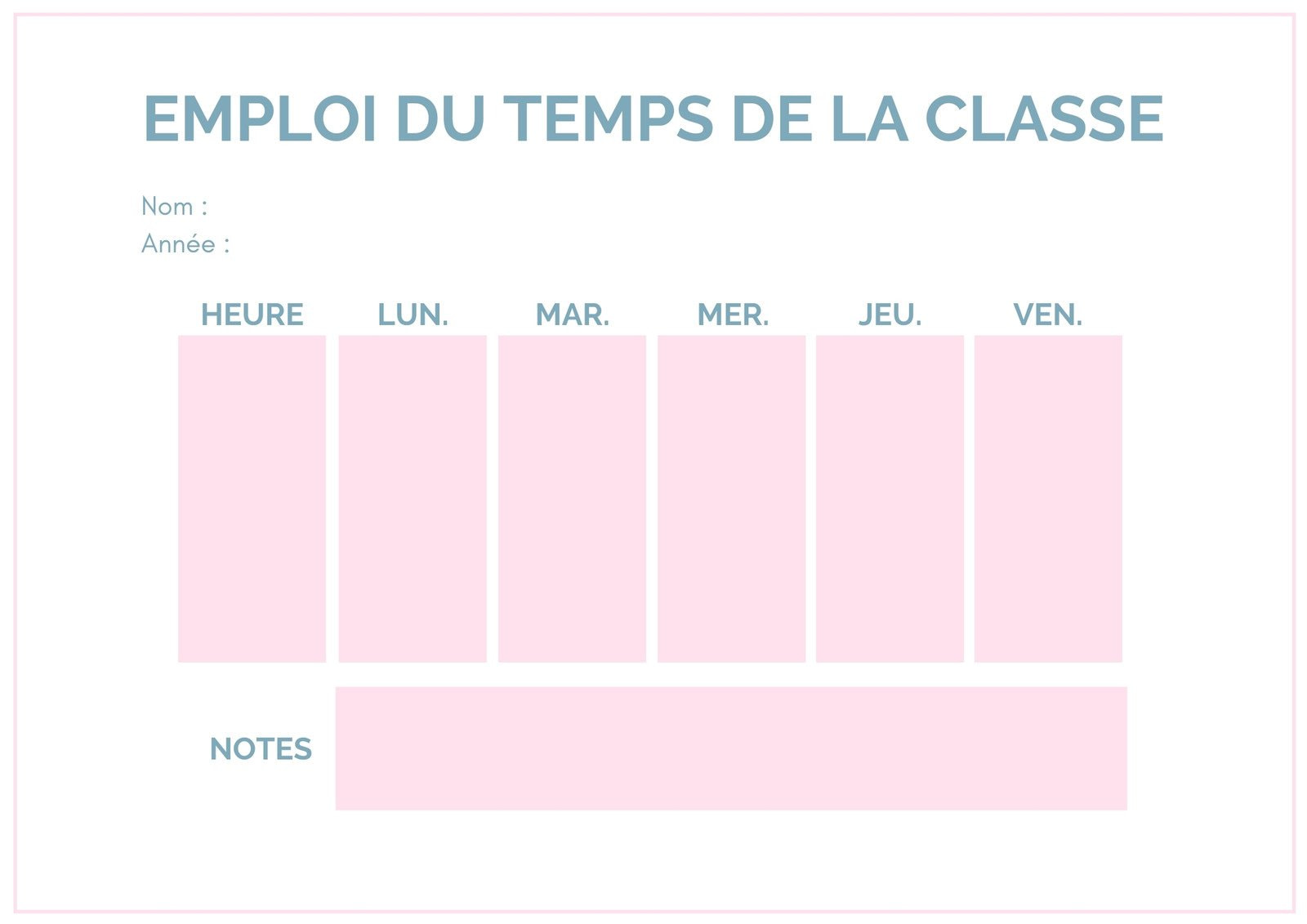 Modèle D'emploi Du Temps Des Cours De Collège Smart Timetable