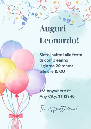 Invito alla festa di compleanno con palloncini numero uno e otto | Crea