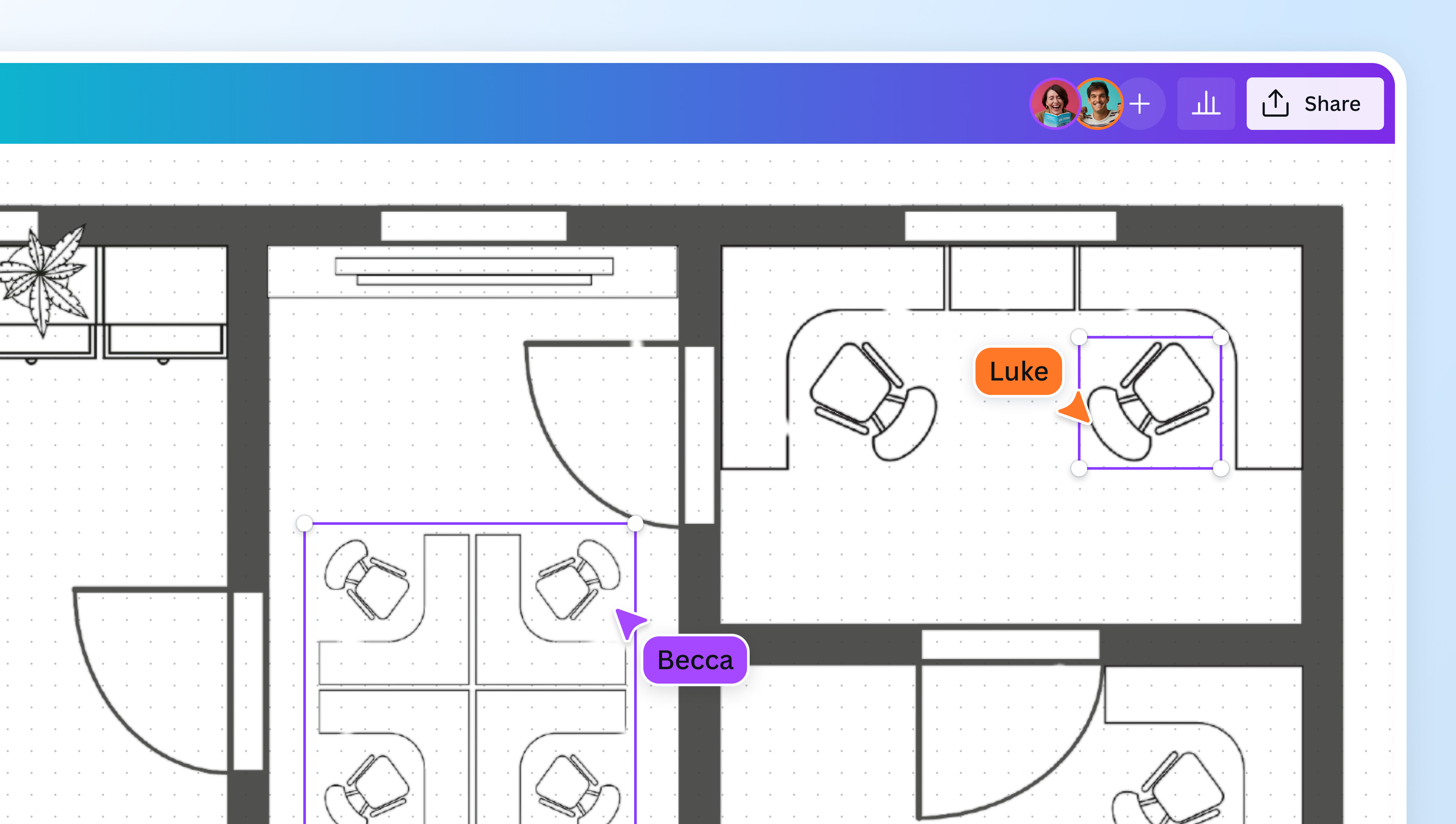 Gratis plattegronden voor kantoren | Canva, image size:4436x2512