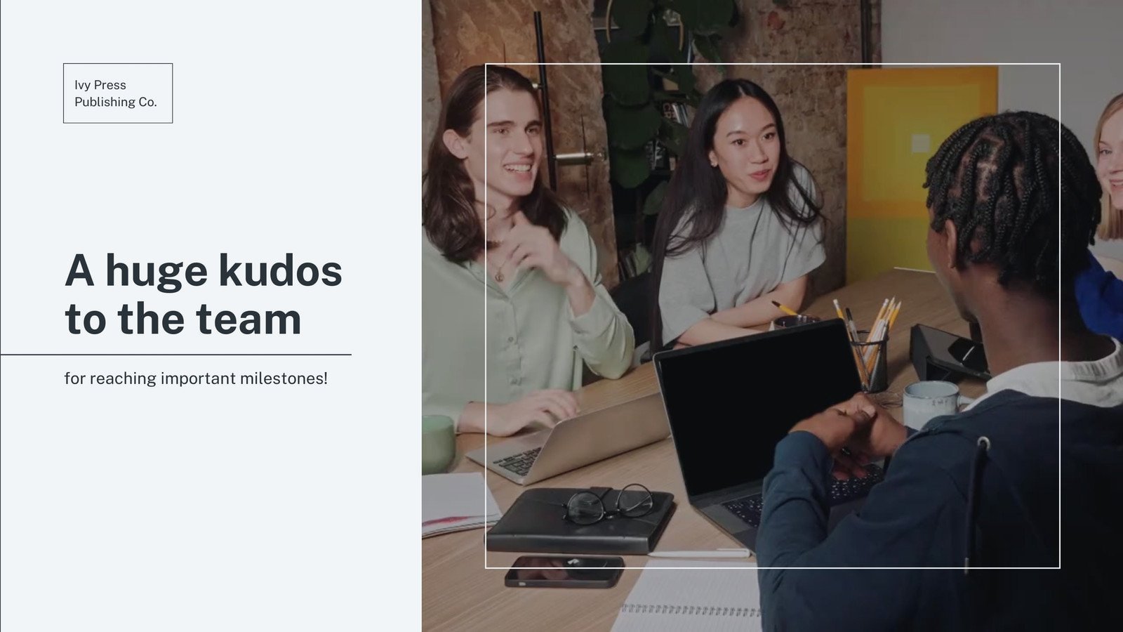 Team and Employee Kudos Video in White Grey Corporate Geometric Style