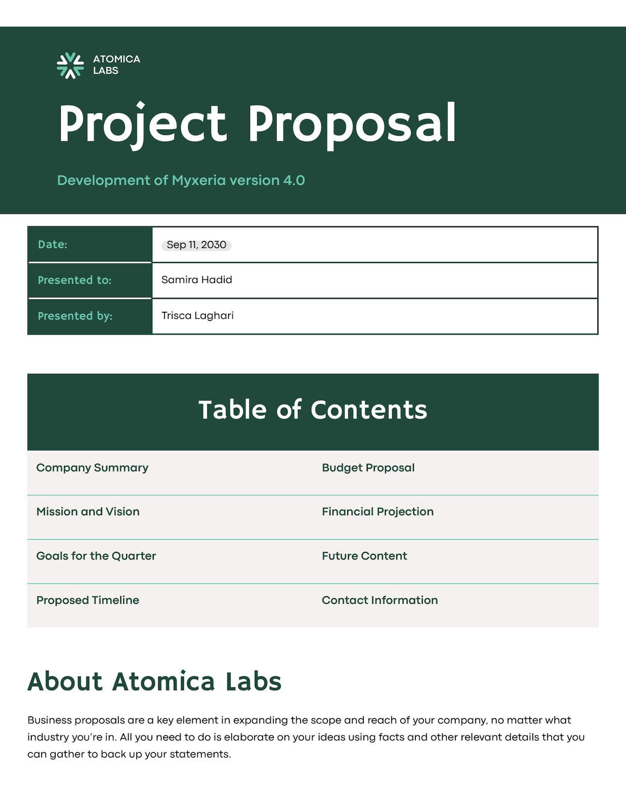 Project Proposal Packet Examples Sample Project Proposal