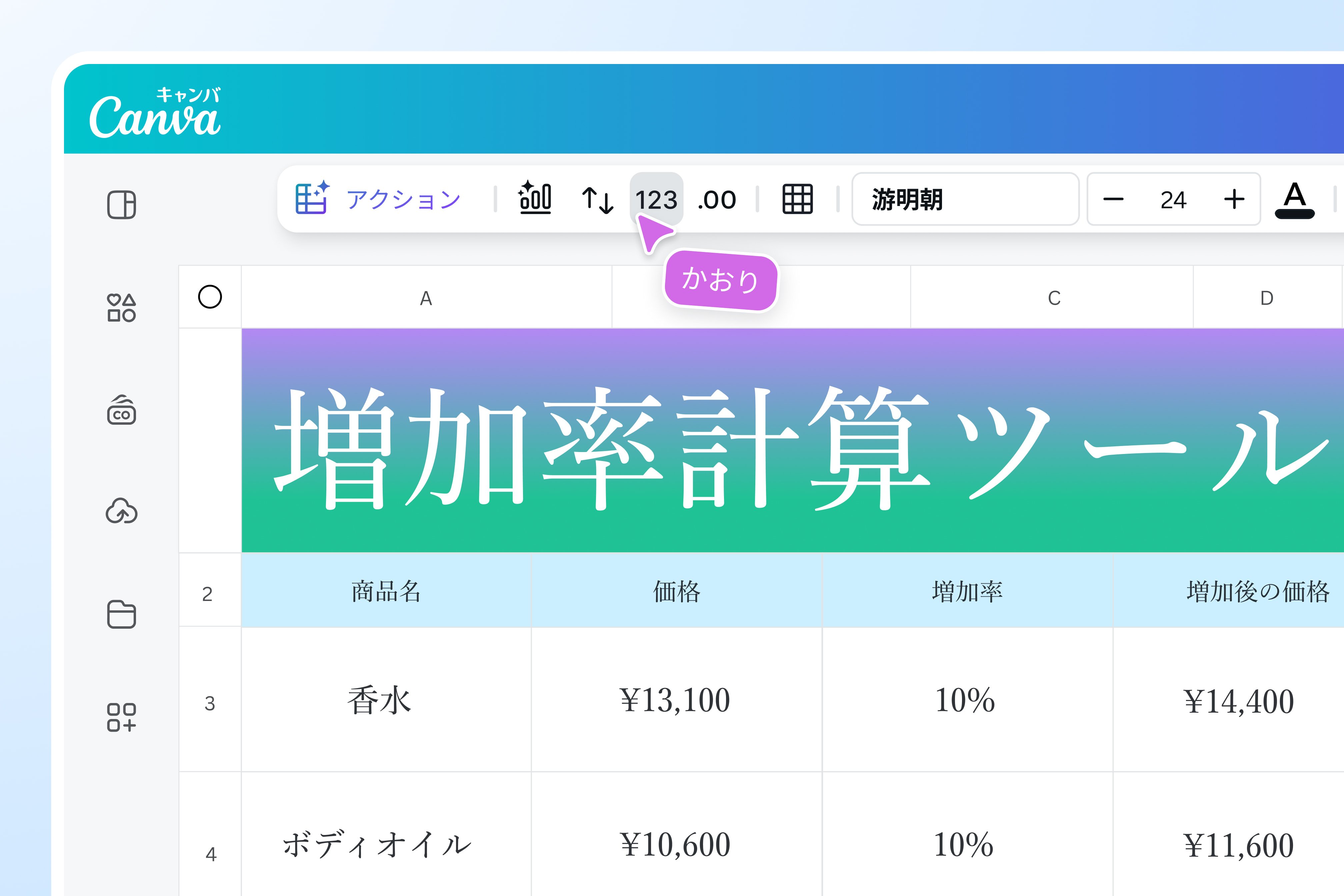 増加率・減少率計算ツール｜無料で自動計算＆グラフ化できる｜Canva（キャンバ）