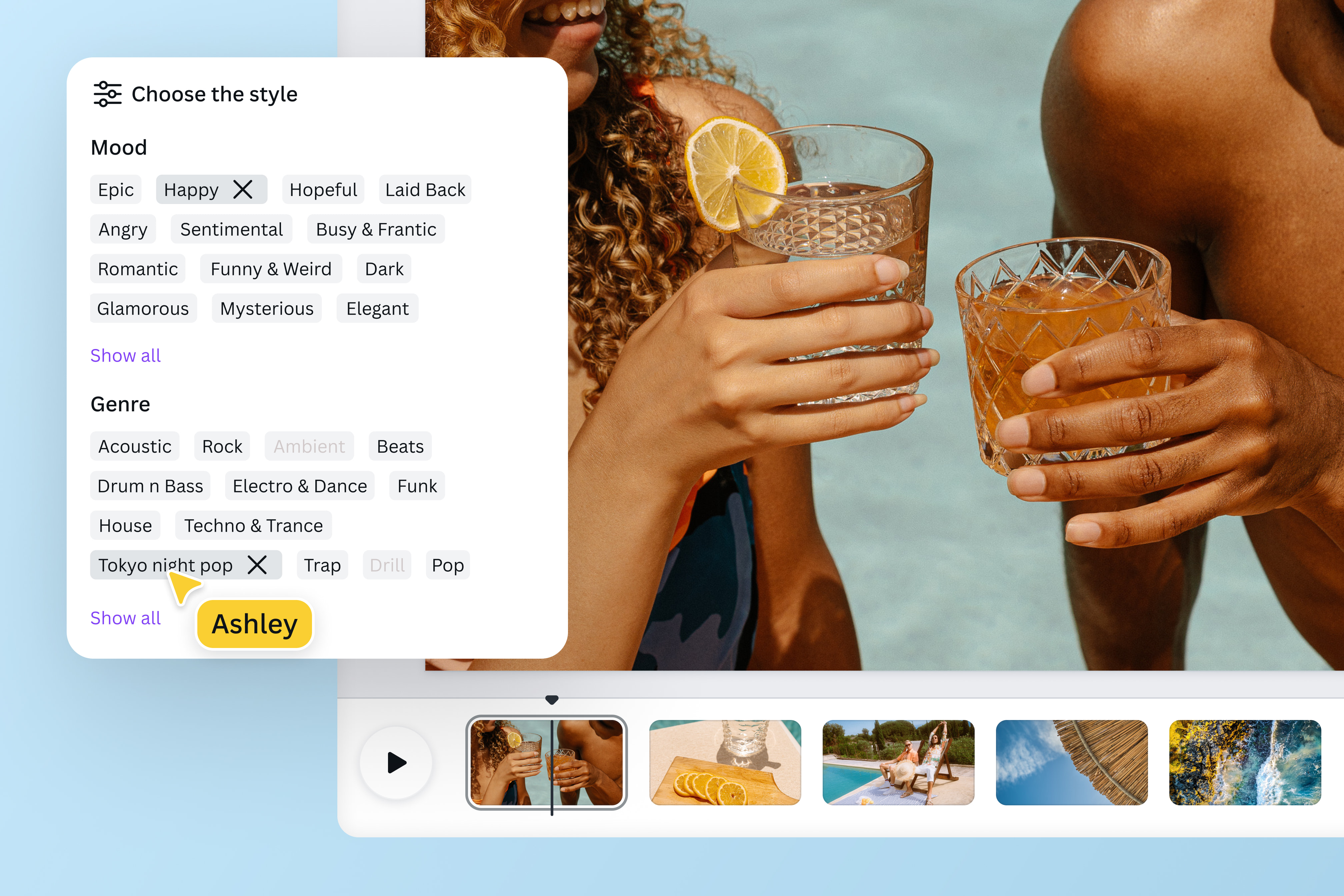 เลือกอารมณ์และประเภทของเพลงจาก AI ที่คุณต้องการสร้าง