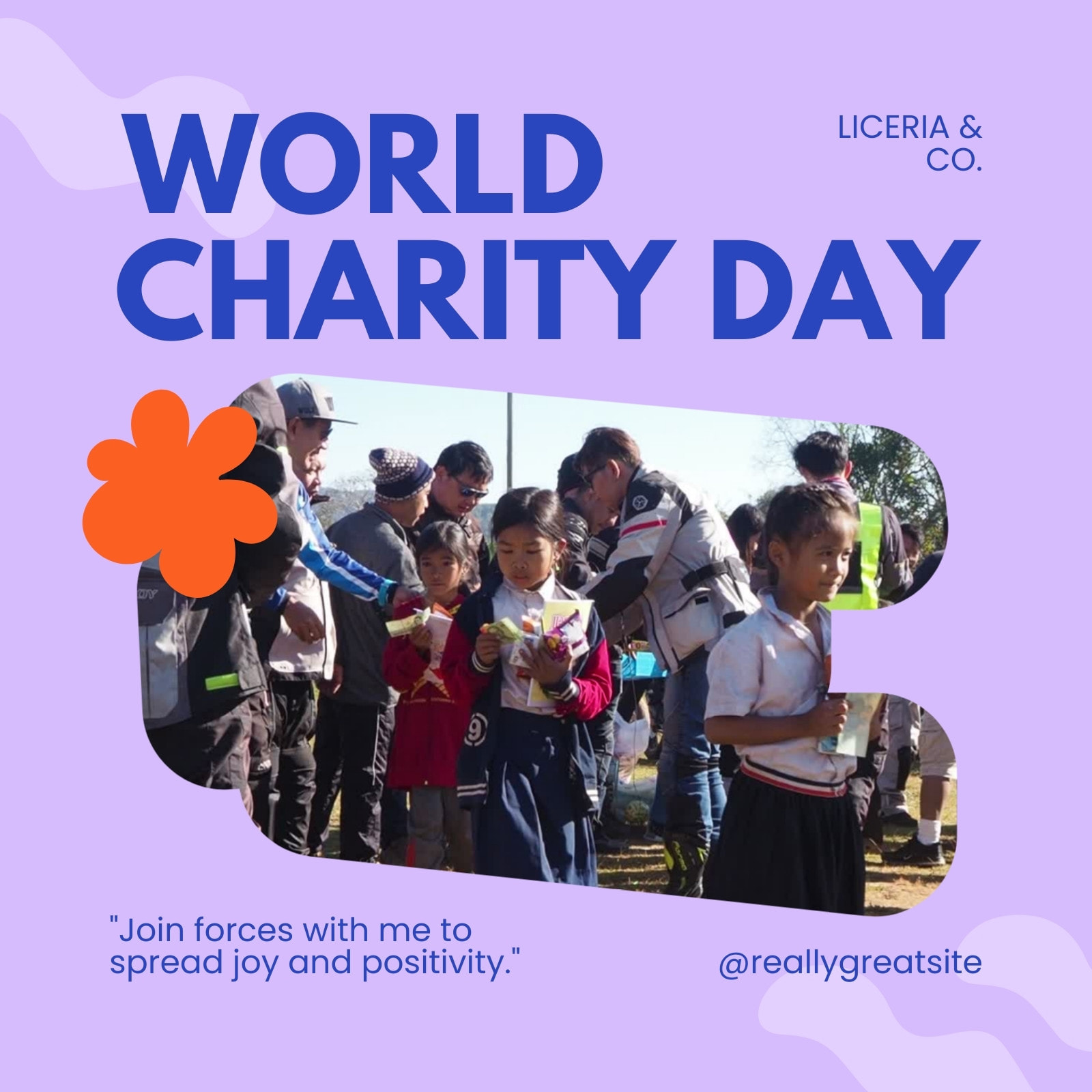 Purple and Blue Bold World Charity Day Instagram Post