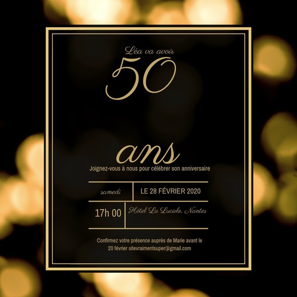 Invitation Anniversaire 50 "Merveilleuses Années