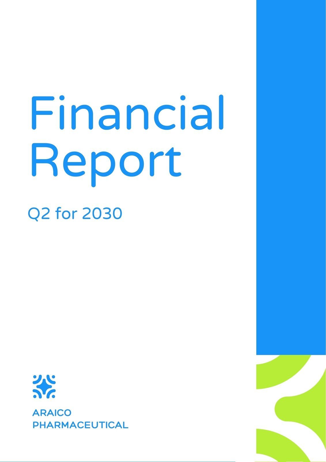 Blue and Green Casual Corporate Digital Pharmacy Startup Financial Report