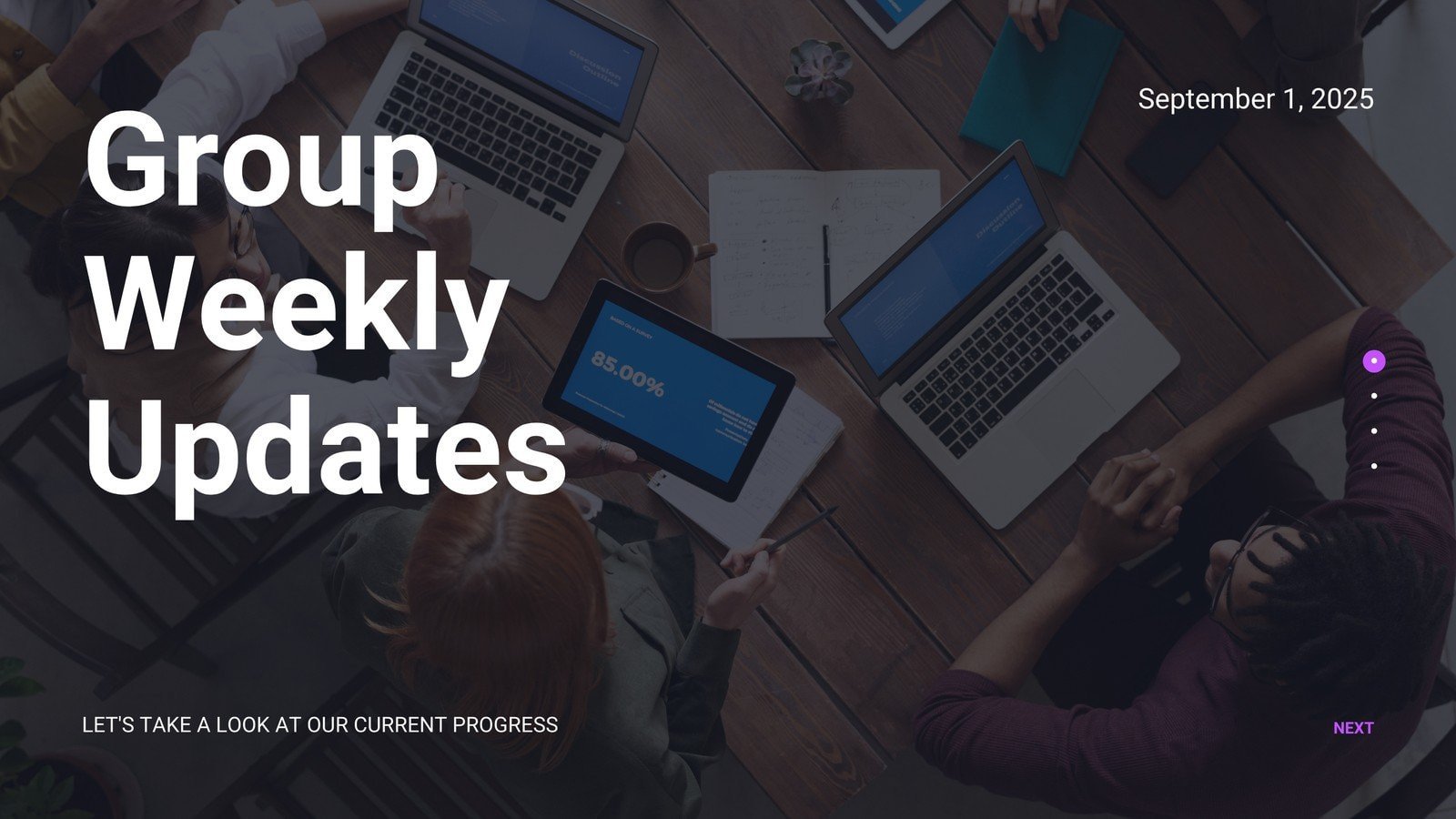 Black and Violet Dark Professional Real Estate Weekly Team Updates Presentation