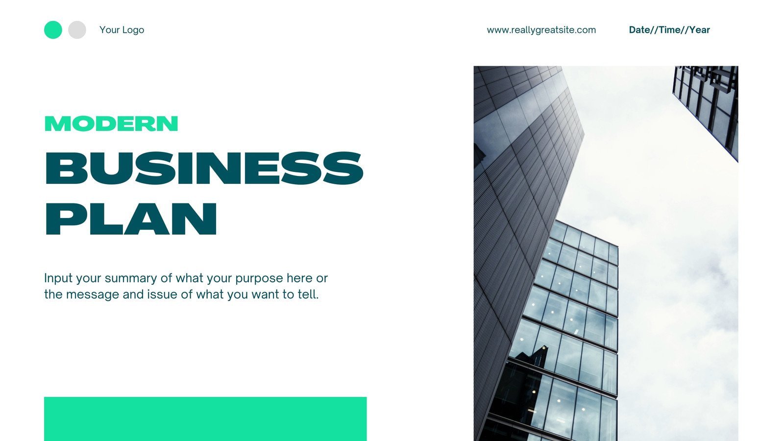 Modern White and Green Minimalist Navy Business Plan Presentation Template