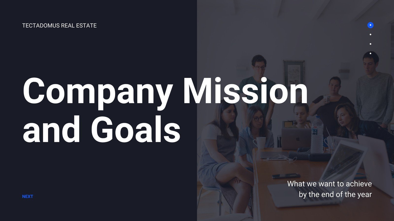 Black and Blue Dark Professional Real Estate Proposal Mission and Goals Presentation