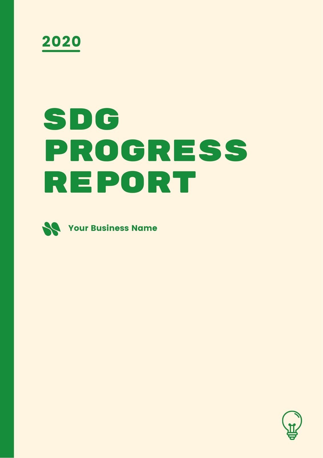 Green and Yellow Minimalist Monotone Business SDG Progress Report