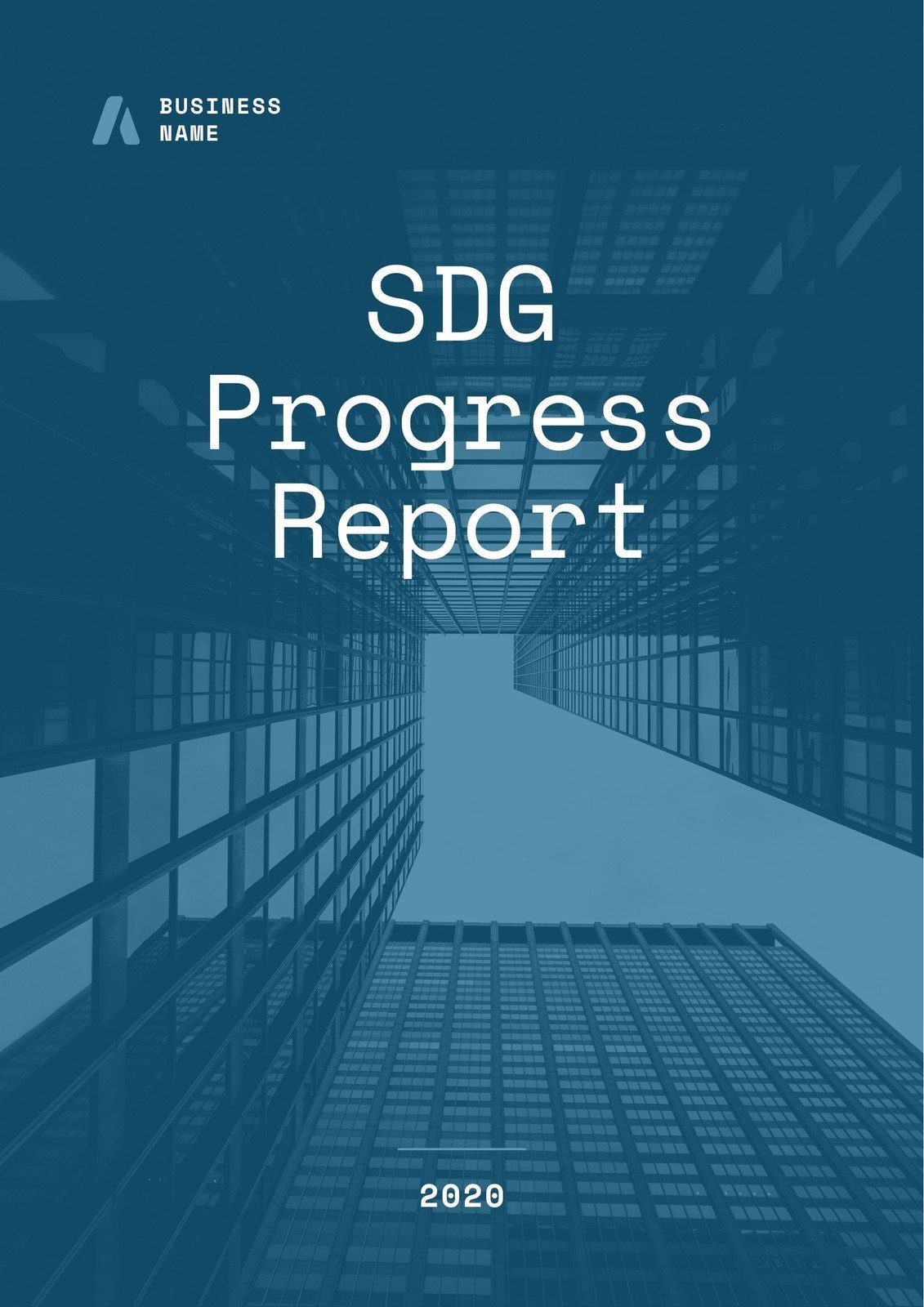 Blue and White Minimalist Monotone Business SDG Progress Report