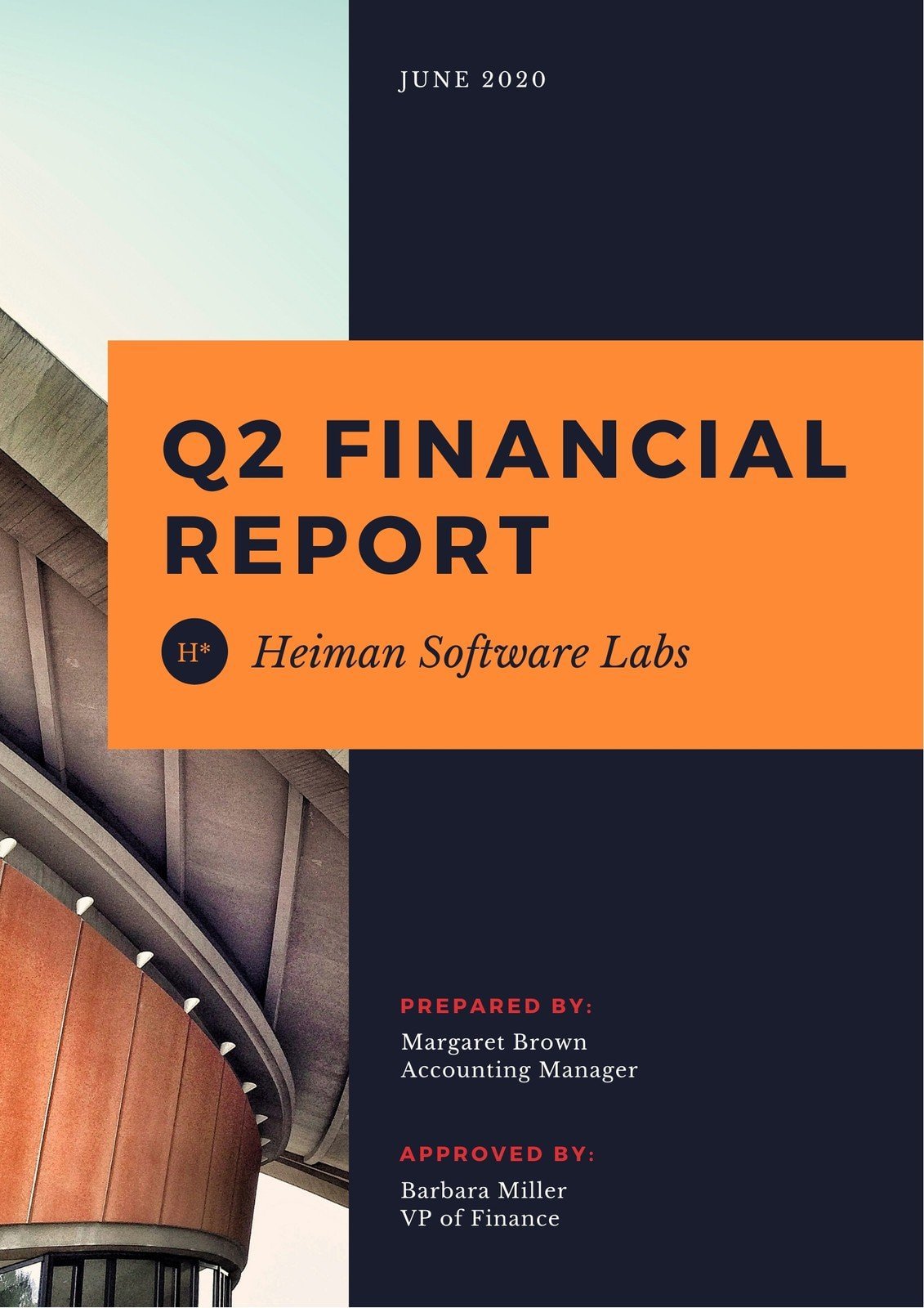 Orange Navy Modern Photo Company Financial Report