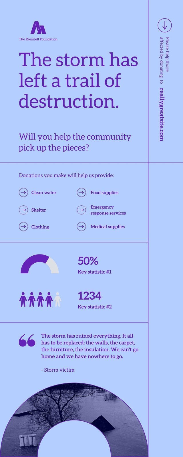 Blue and Purple Monotone Minimalist Storm Crisis Hub Infographic