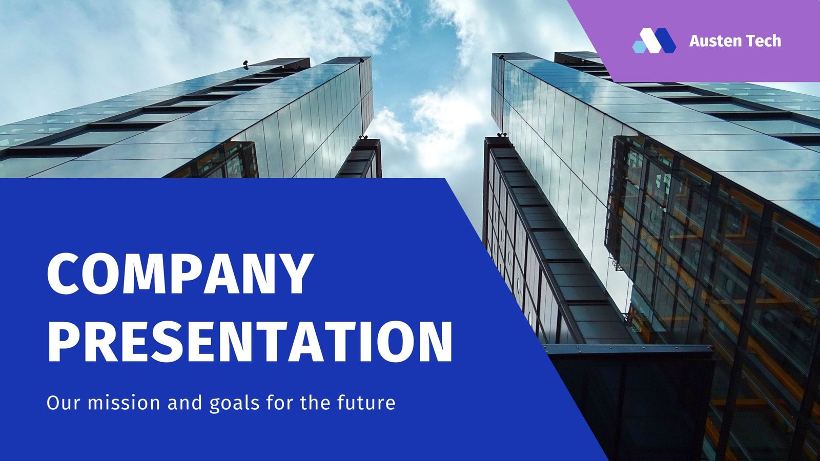 App Development Startup Company Presentation in Blue Purple Corporate Geometric Style