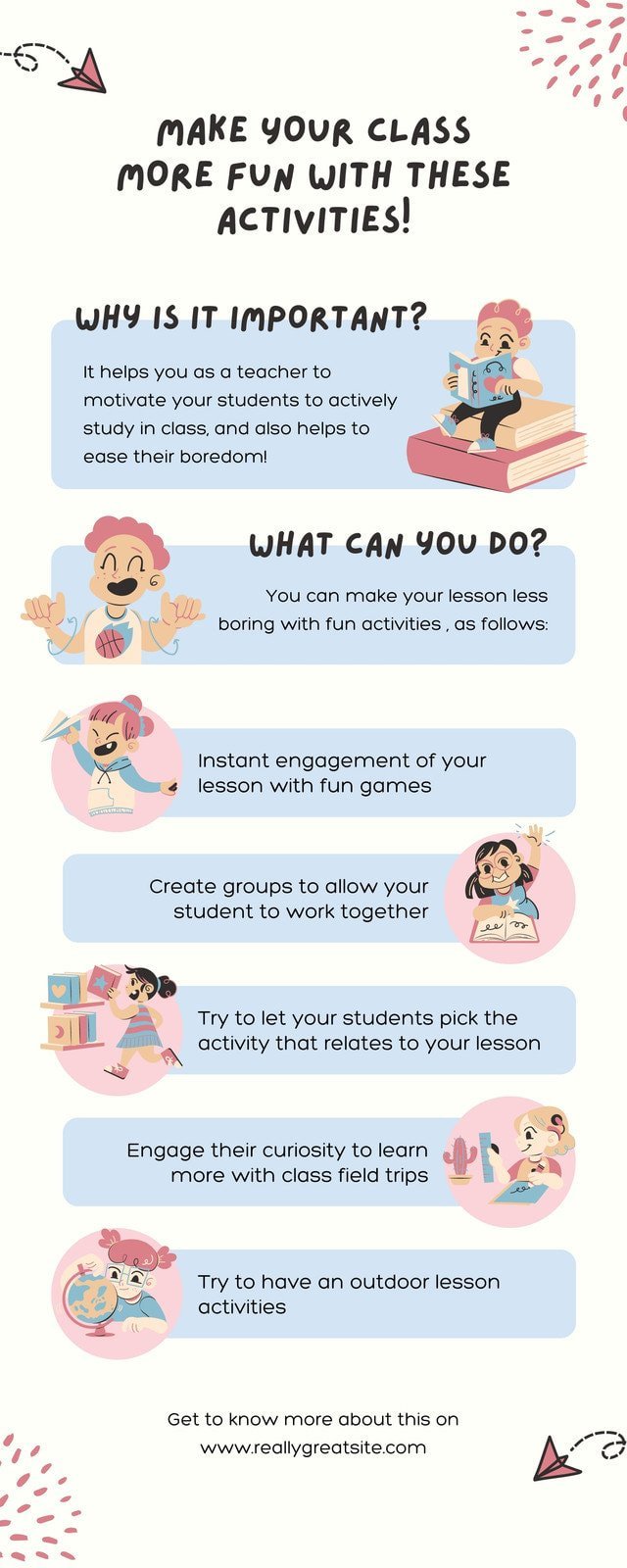 Pink Blue Cute Illustration School & Education Infographics