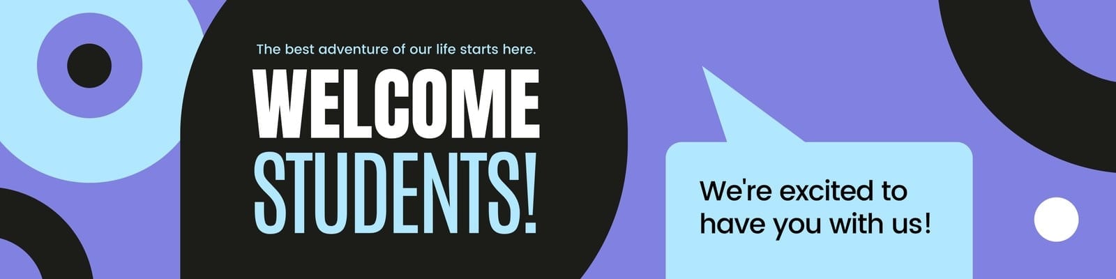 Purple Blue and Black Clean Graphic Welcome Message High School Back to School Banner