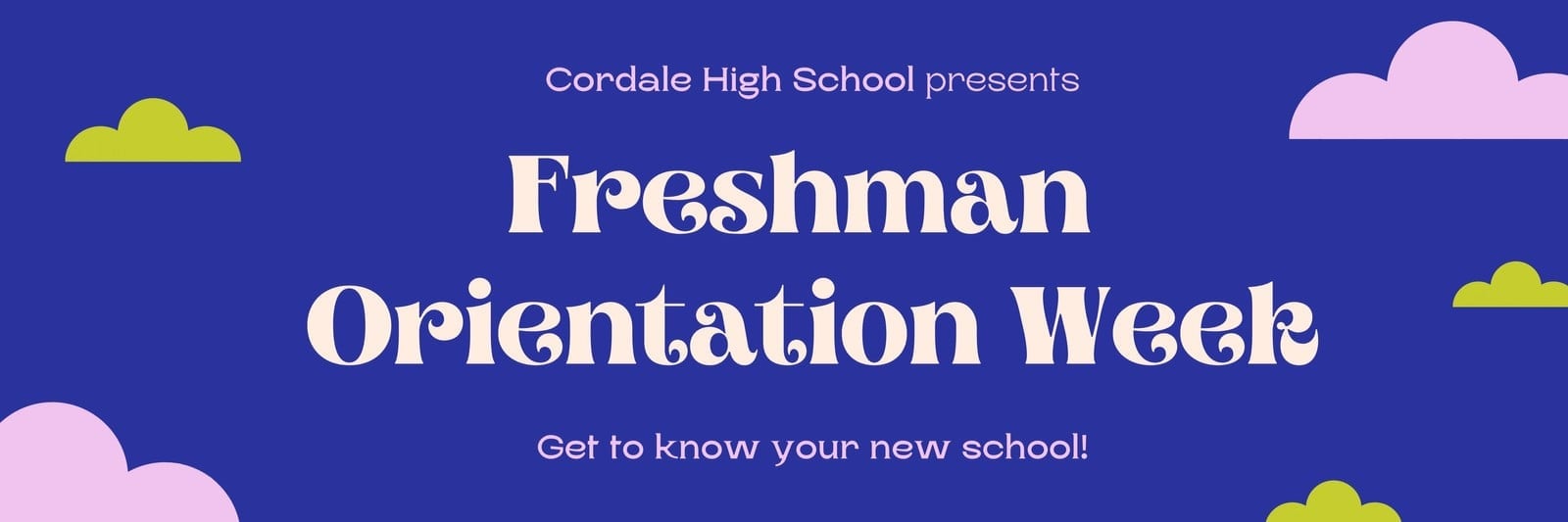 Blue Pink and Green Colour Pop Welcome Messages and Announcements High School Back to School Banner