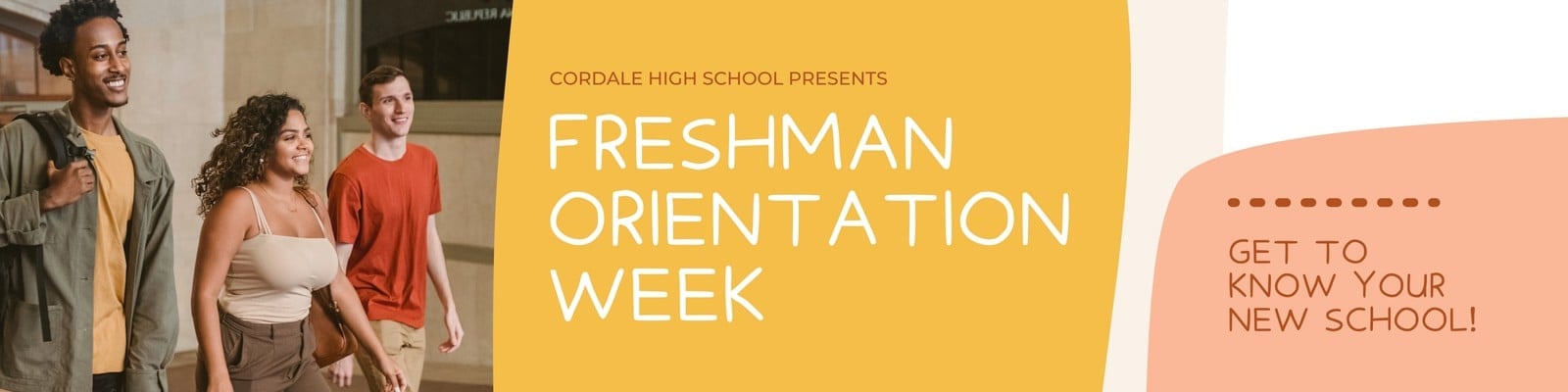 Orange and Peach Organic and Handcrafted Welcome Messages and Announcements High School Back to School Banner