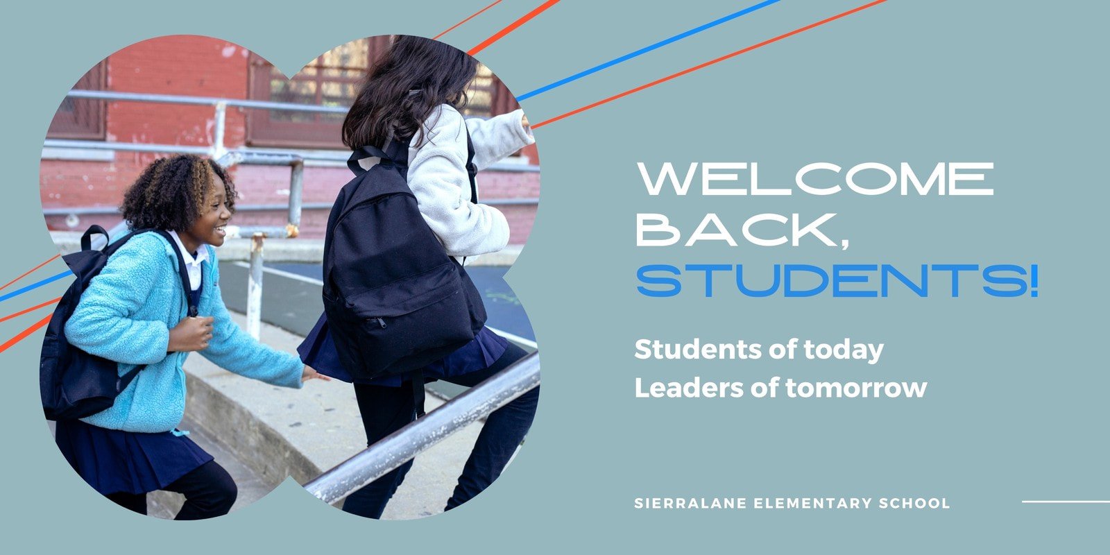 Blue Clean Graphic Welcome Message Elementary Back to School Banner