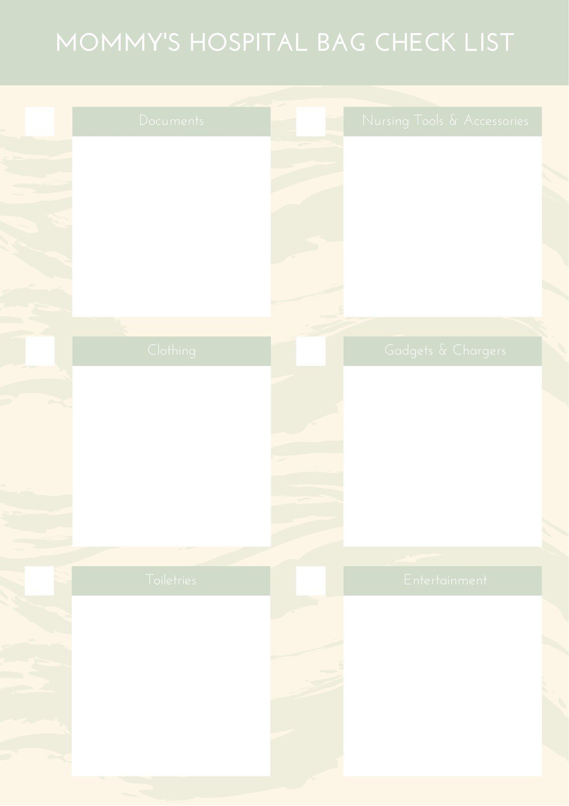 Green Yellow Packing Checklist Green Yellow Packing Checklist