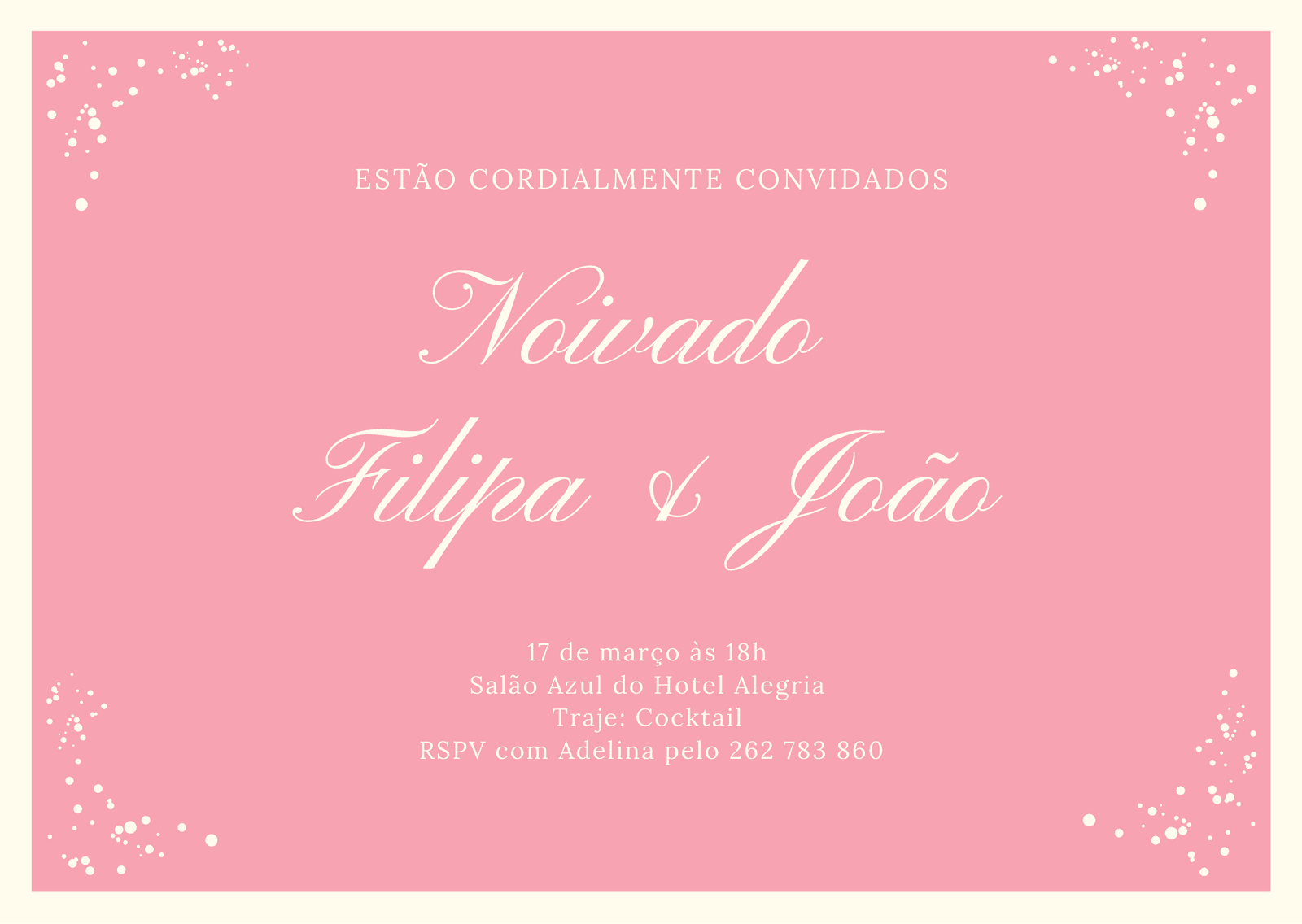 Criar convites para festa de noivado - Canva, image size:1600x1136