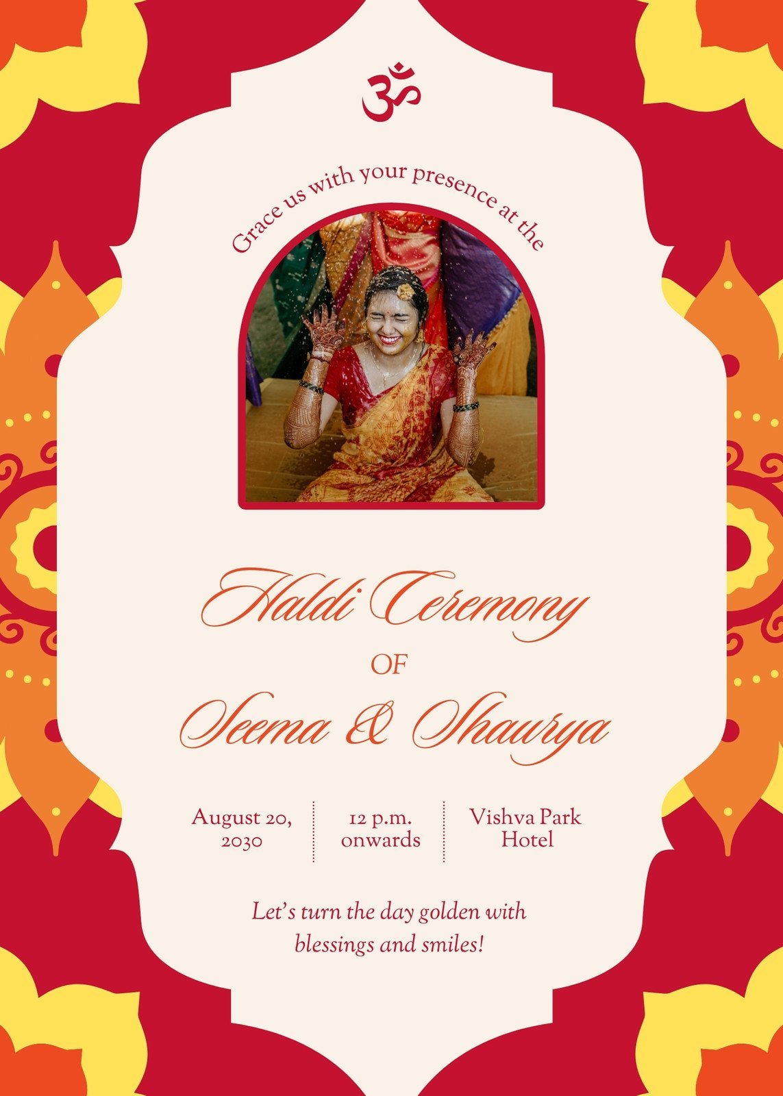 Free Online Haldi Ceremony Invitation Card Maker | Canva, image size:1143x1600