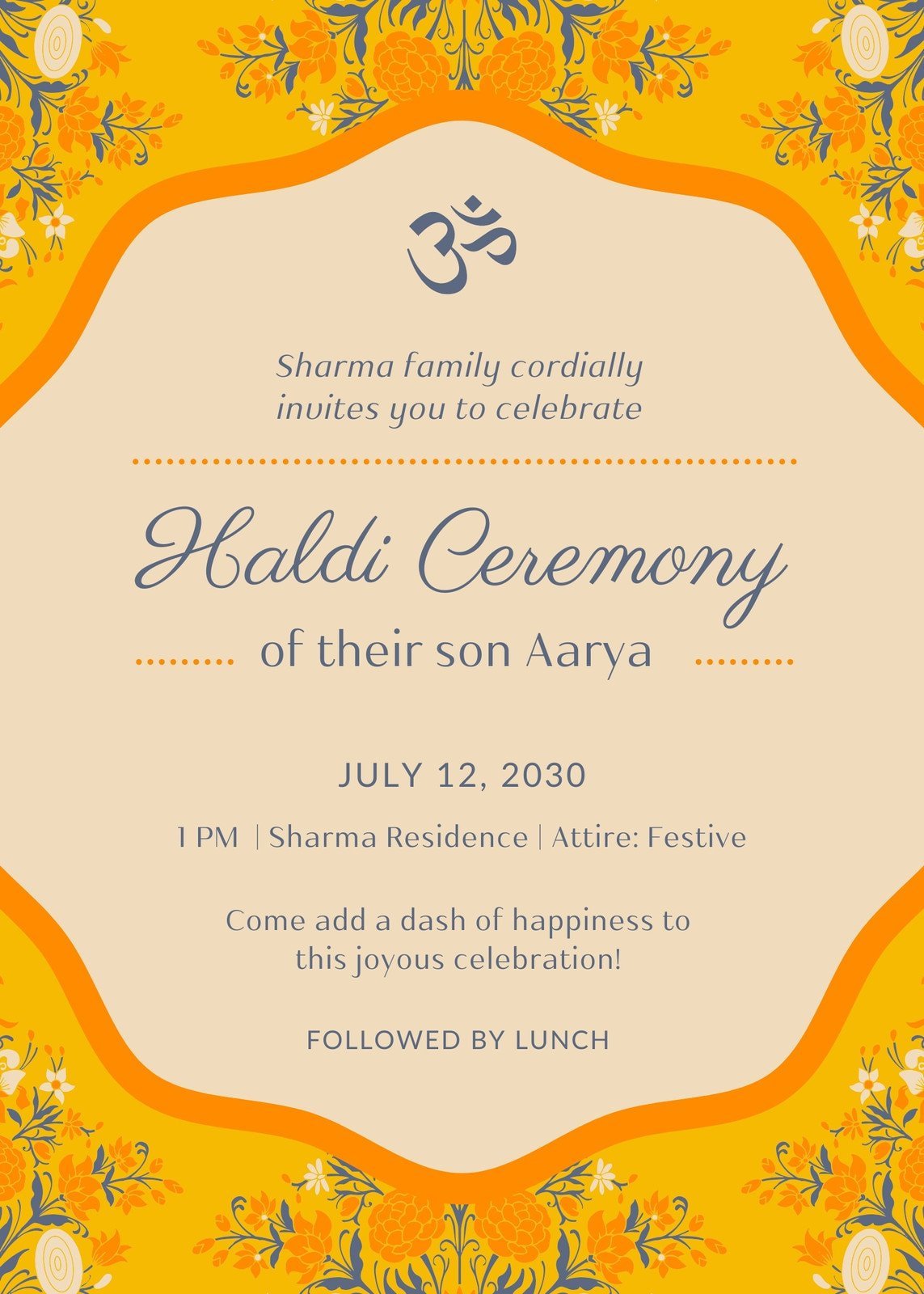 Free Online Haldi Ceremony Invitation Card Maker | Canva, image size:1143x1600