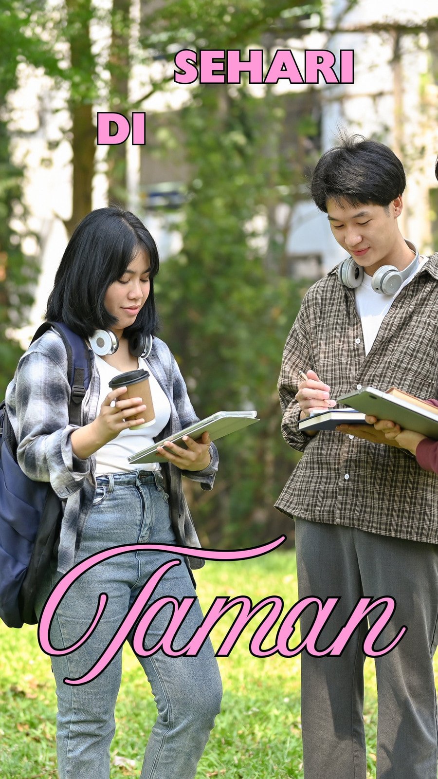 Video Seluler Sehari di Taman Tipografi Bergerak Pink Hitam