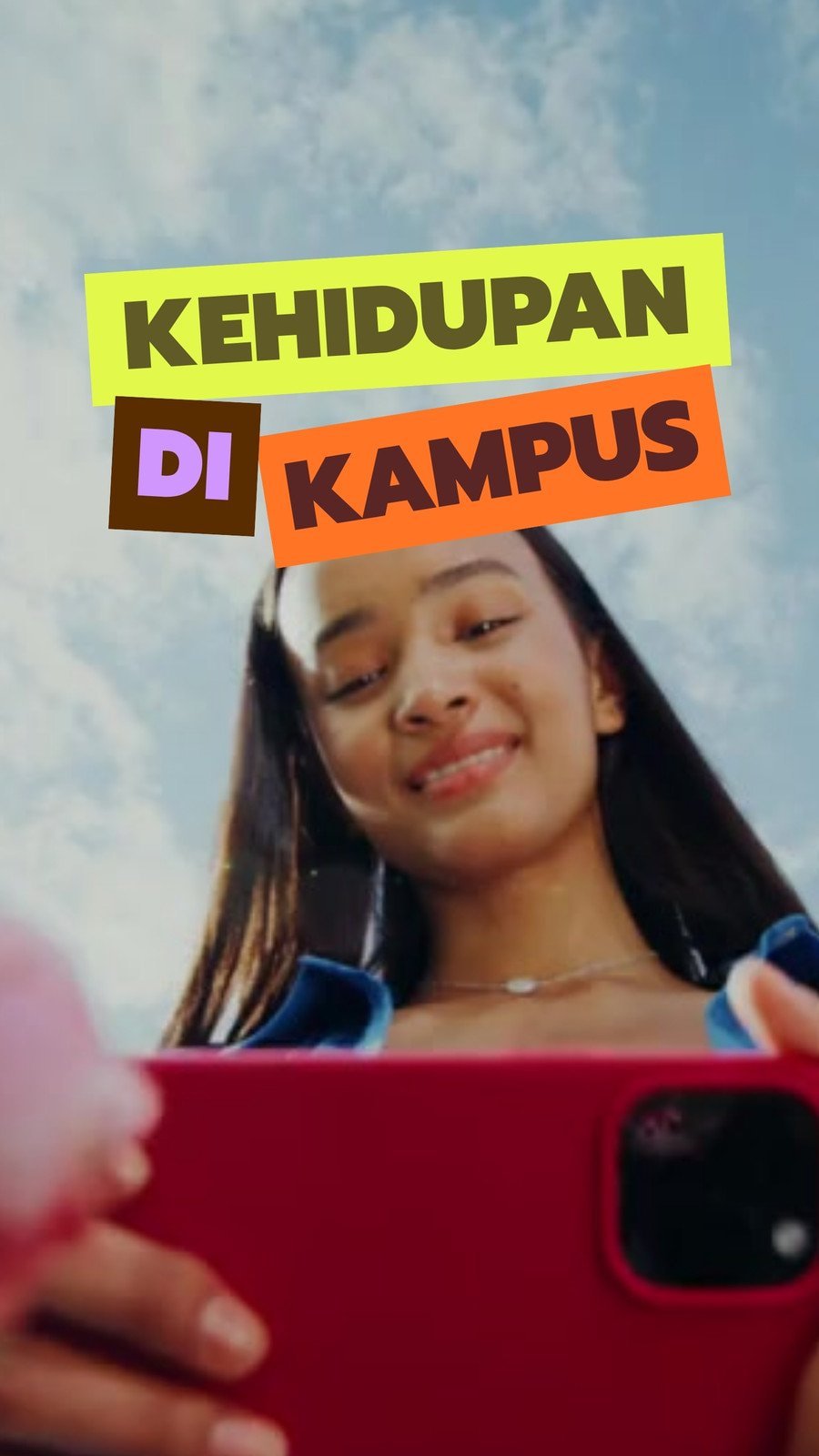 Video Seluler Kehidupan di Kampus Gaya Tipe Kinetik Ungu Oranye Neon Kuning