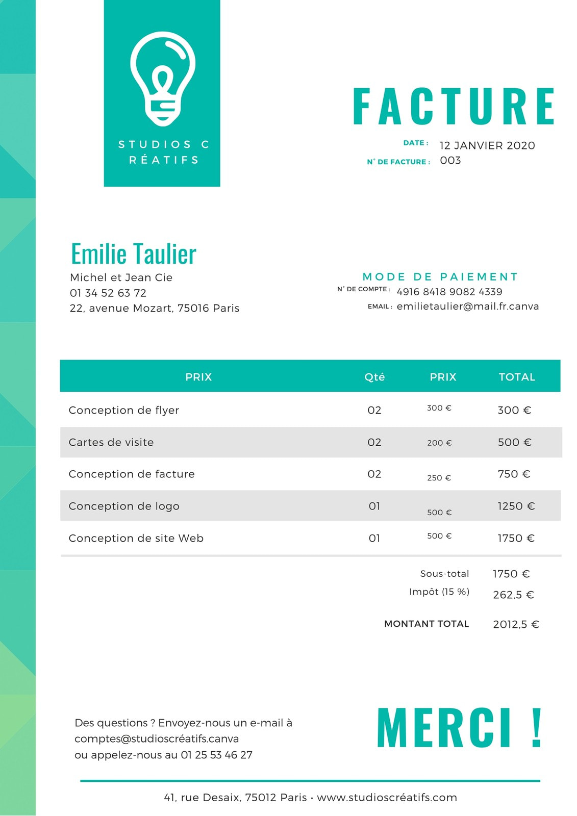 Cr ateur De Facture En Ligne Gratuit 100 Mod les Canva Cr ateur De Facture En Ligne Gratuit 100 Mod les Canva