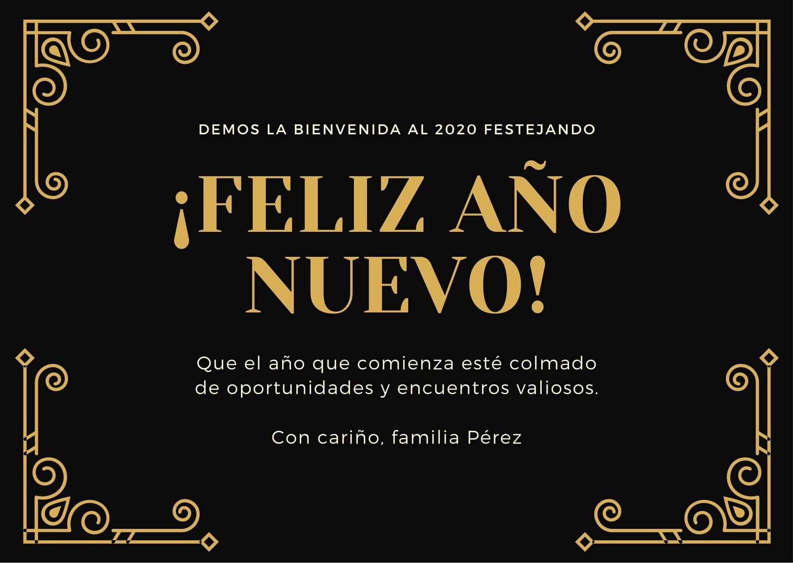 Crea tarjetas de año nuevo online gratis Canva