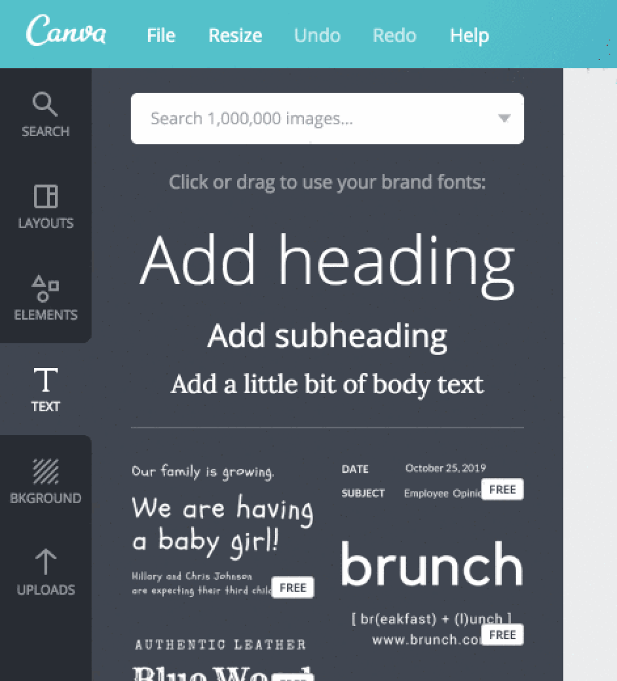 Canva Text Tab